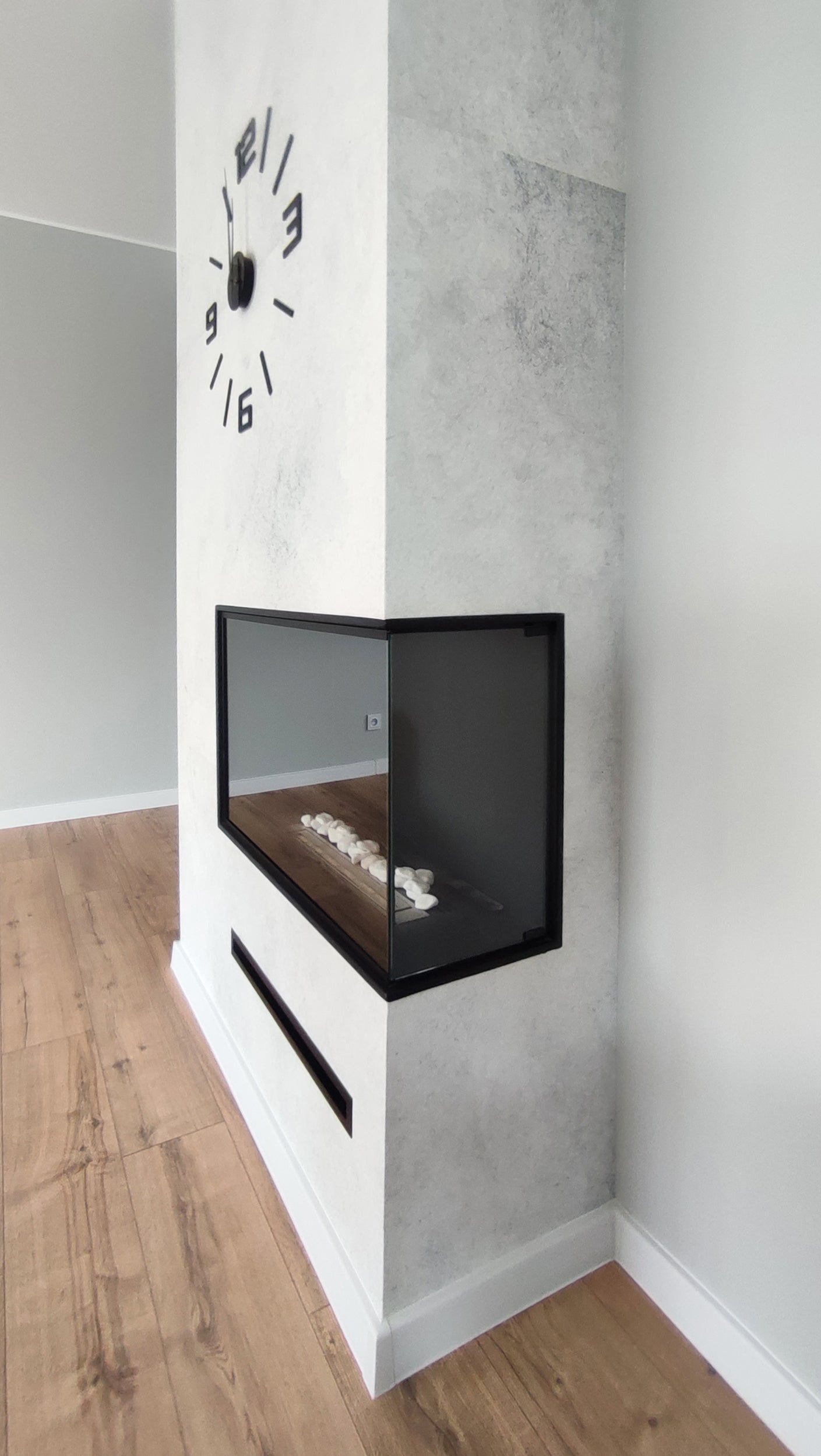 Biokominek do zabudowy Obvingy 80x50x30 cm prawy czarny strukturalny