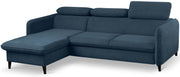 Narożnik z funkcją spania Drene L-kształtny lewostronny z regulowanymi zagłówkami i pojemnikiem granatowy szenil hydrofobowy