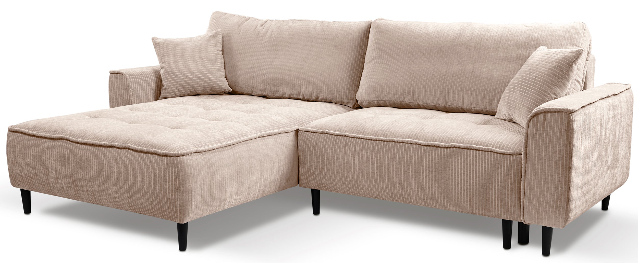 Narożnik z funkcją spania Blues L-kształtny lewostronny z pojemnikiem beżowy sztruks