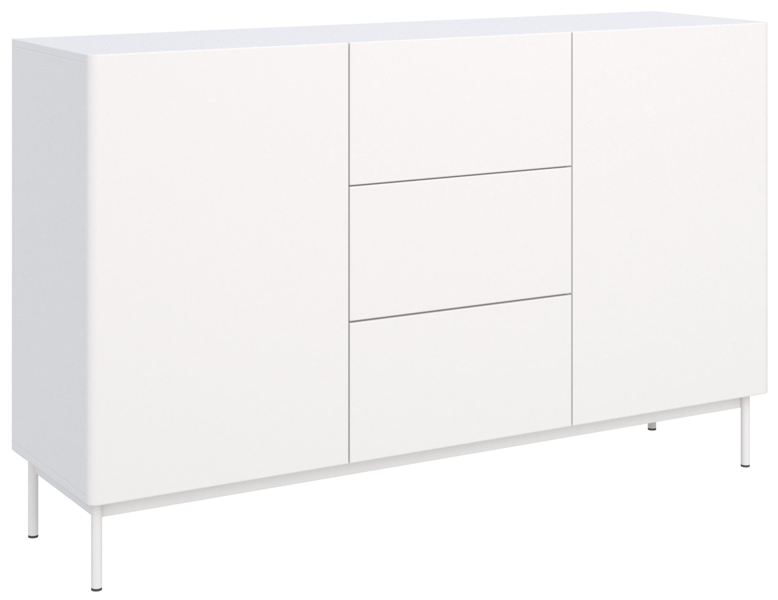 Komoda dwudrzwiowa Olio z trzema szufladami 160 cm biała