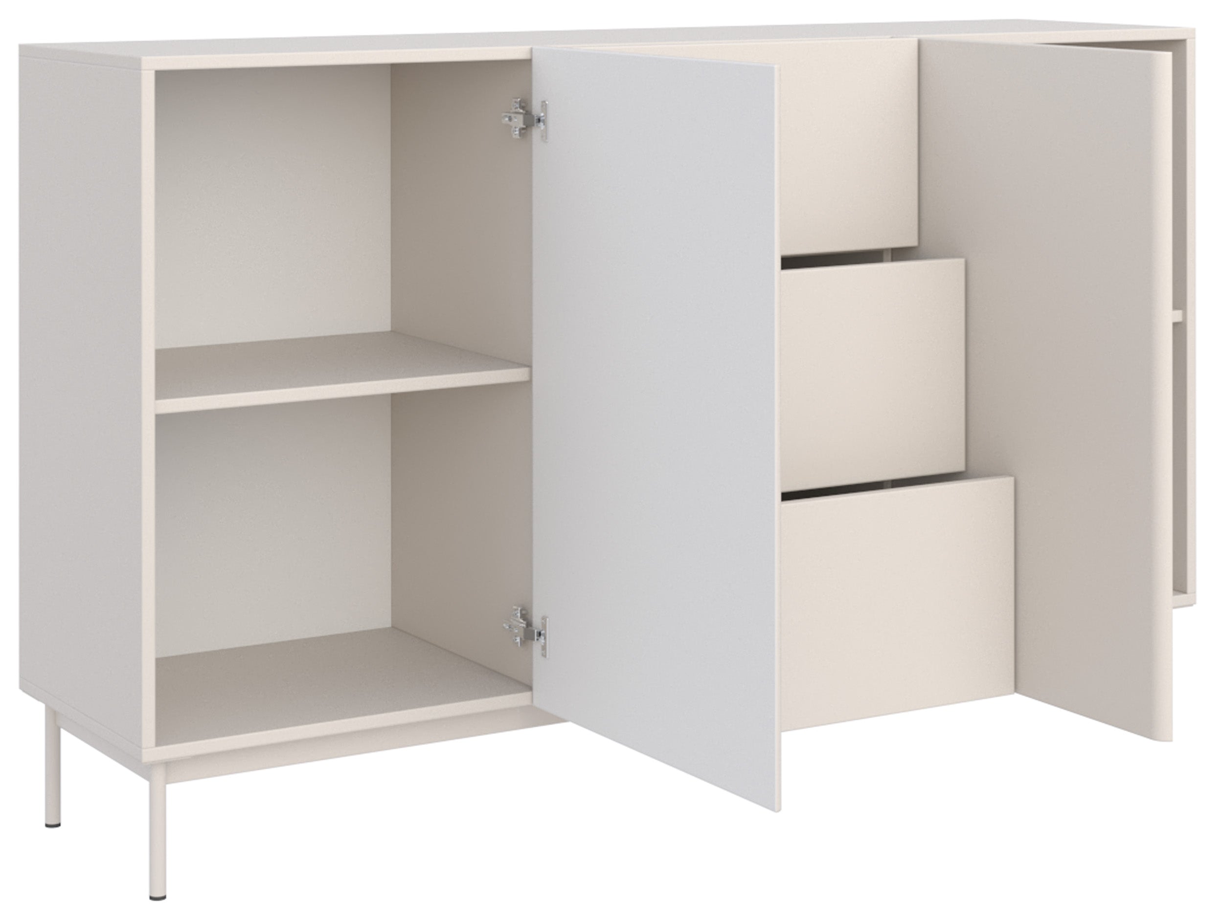 Komoda dwudrzwiowa Olio z trzema szufladami 160 cm kaszmir