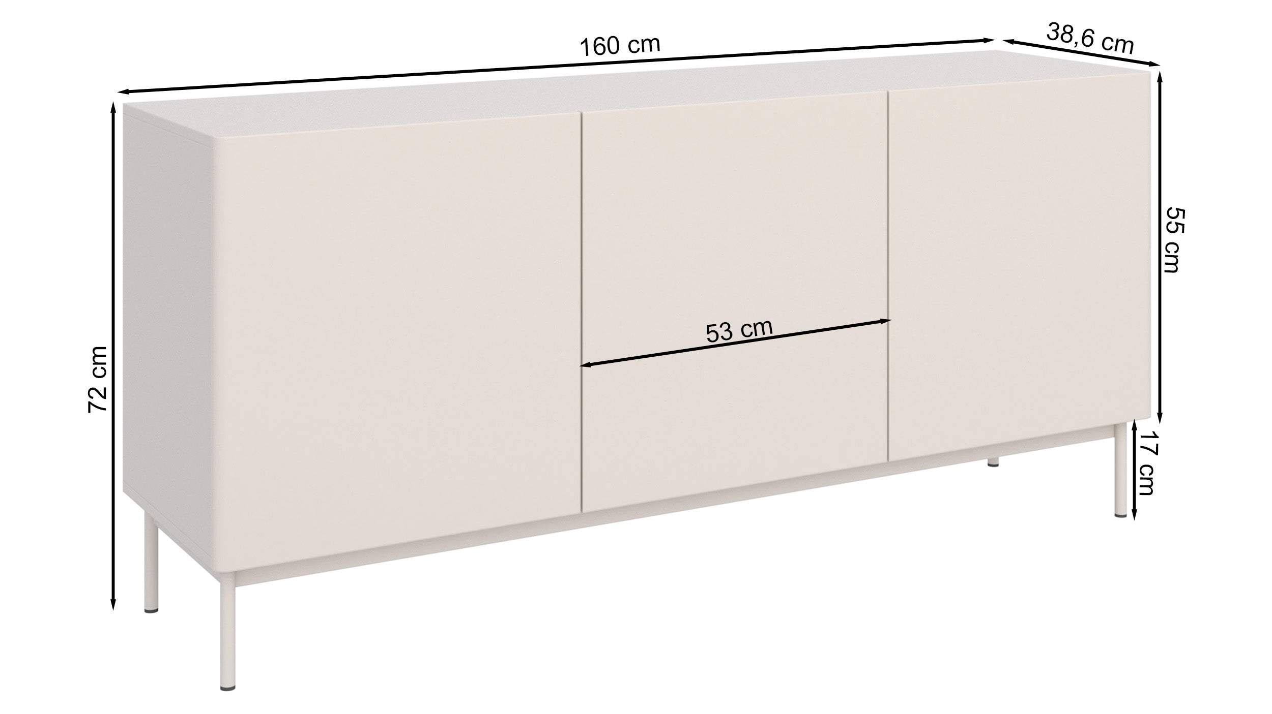Szafka RTV trzydrzwiowa Olio wysoka 160 cm biała