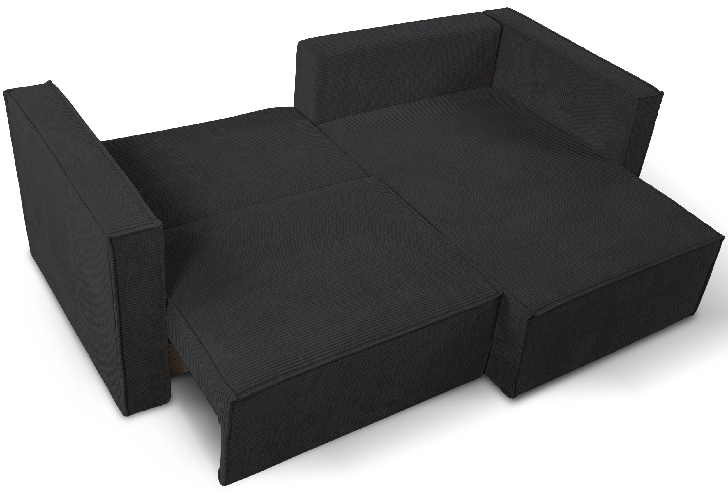 Narożnik z funkcją spania Ontaro L-kształtny uniwersalny z pojemnikiem grafitowy sztruks