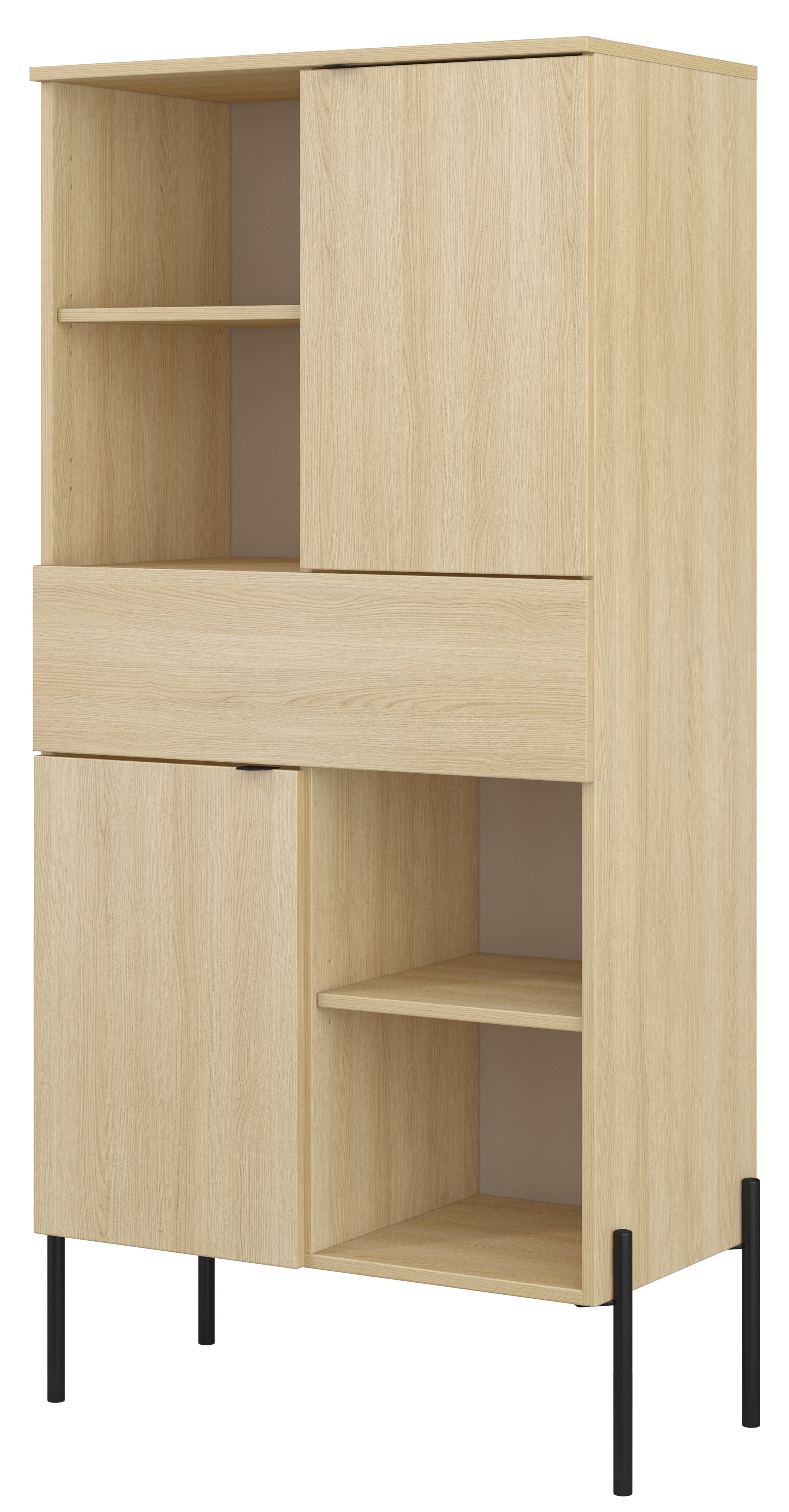 Regał dwudrzwiowy Ore z szufladą 70 cm dąb lindberg