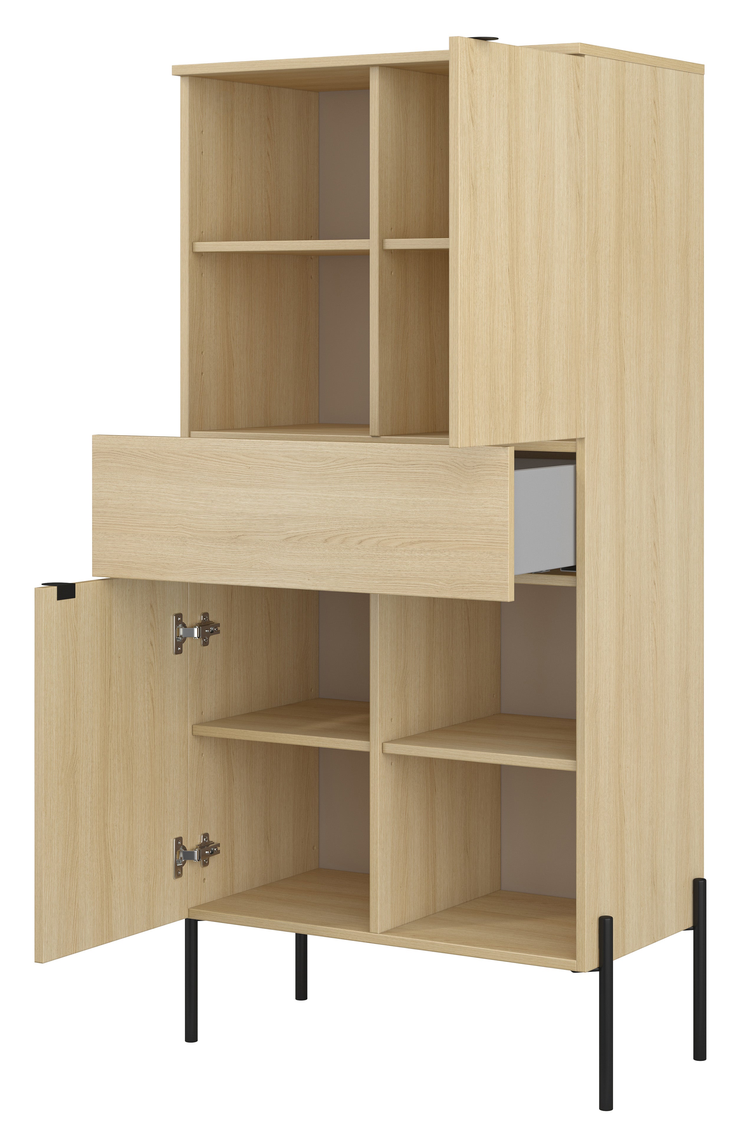 Regał dwudrzwiowy Ore z szufladą 70 cm dąb lindberg