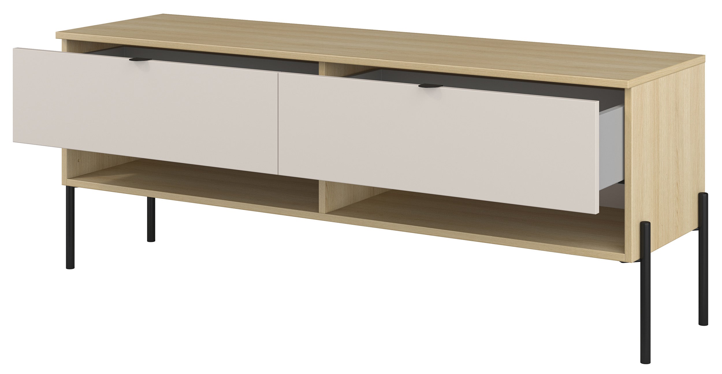 Szafka RTV Ore z dwiema szufladami 140 cm dąb lindberg/kaszmir