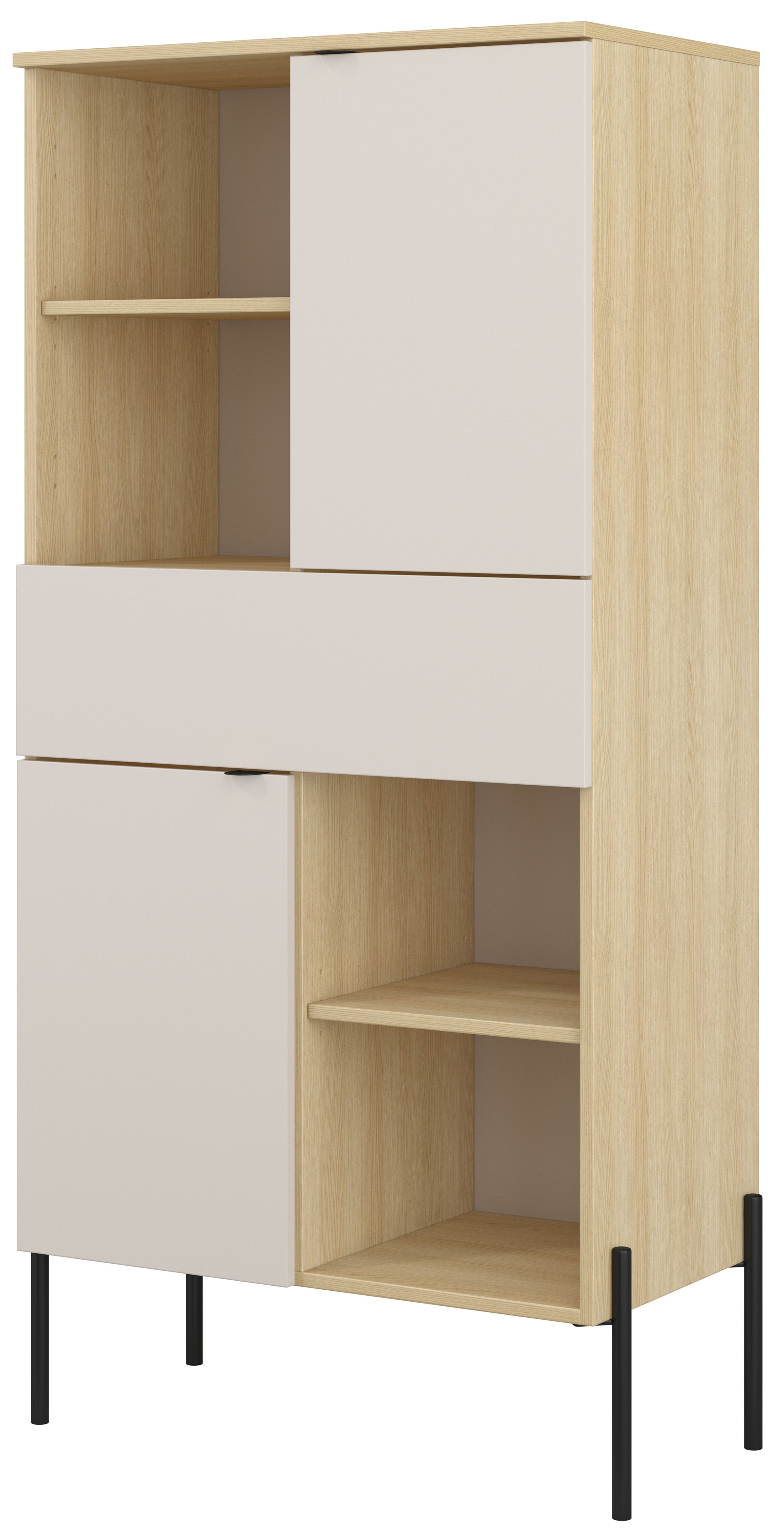 Regał dwudrzwiowy Ore z szufladą 70 cm dąb lindberg/kaszmir