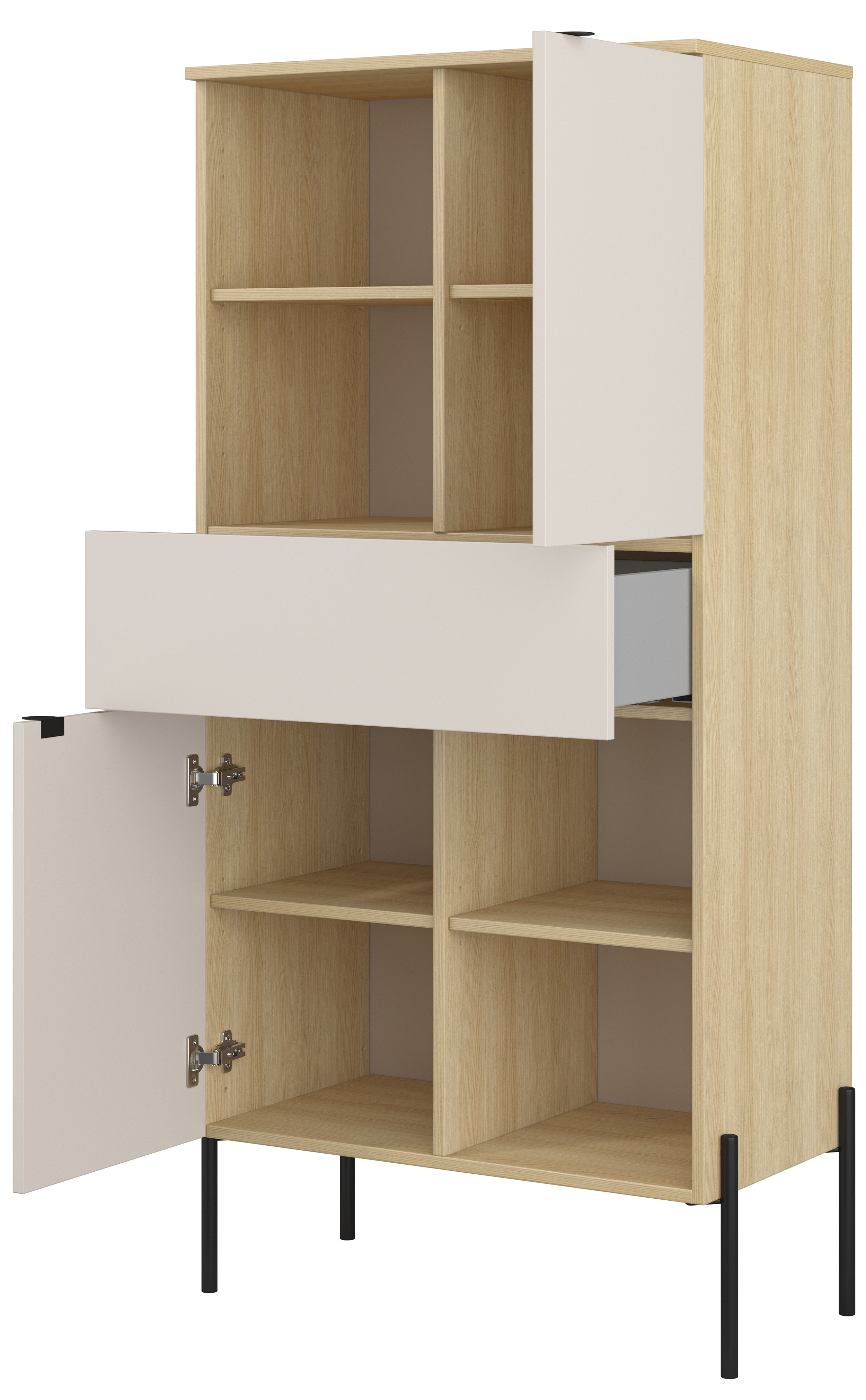 Regał dwudrzwiowy Ore z szufladą 70 cm dąb lindberg/kaszmir