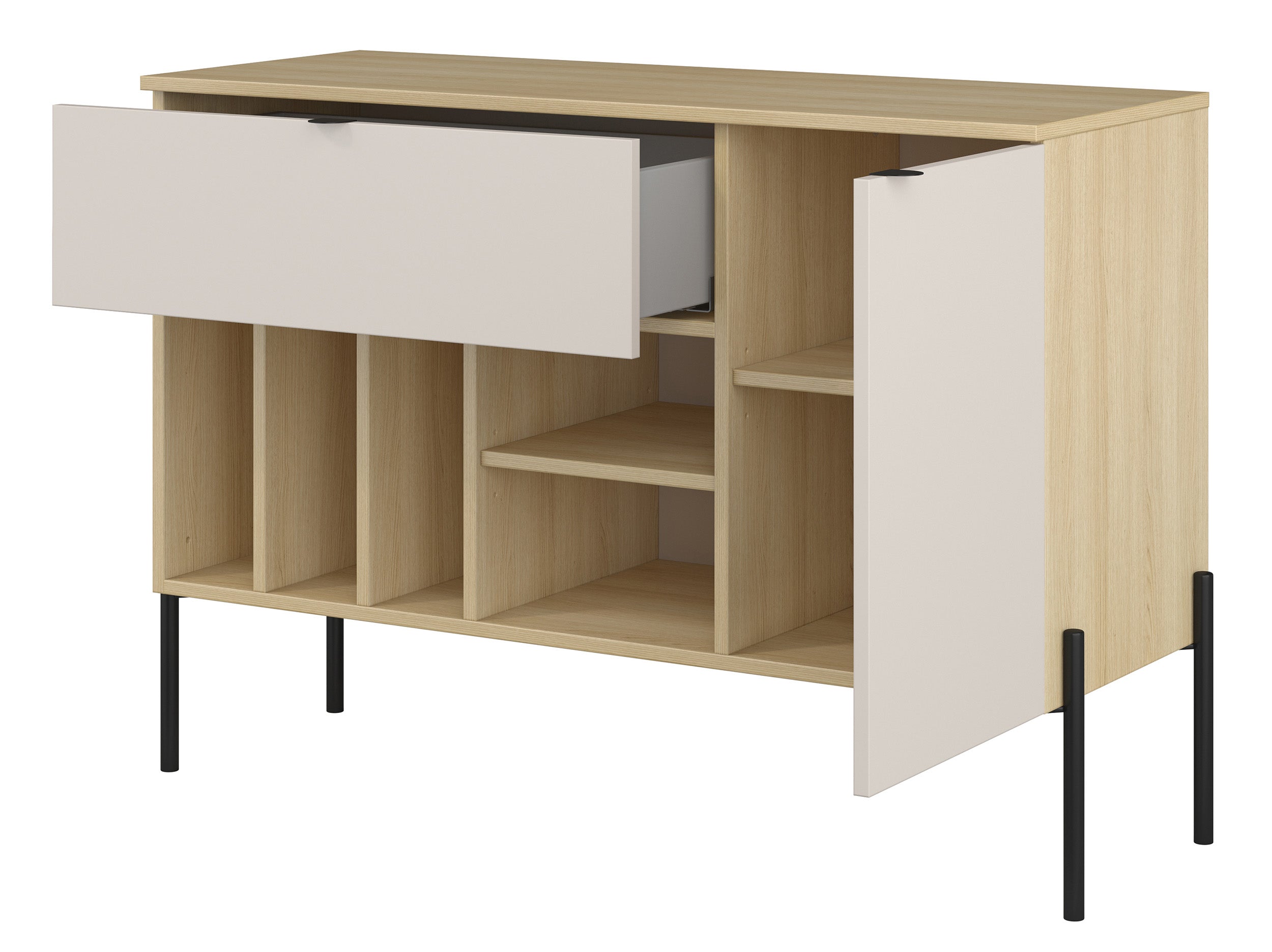 Komoda jednodrzwiowa Ore z szufladą 105 cm dąb lindberg/kaszmir