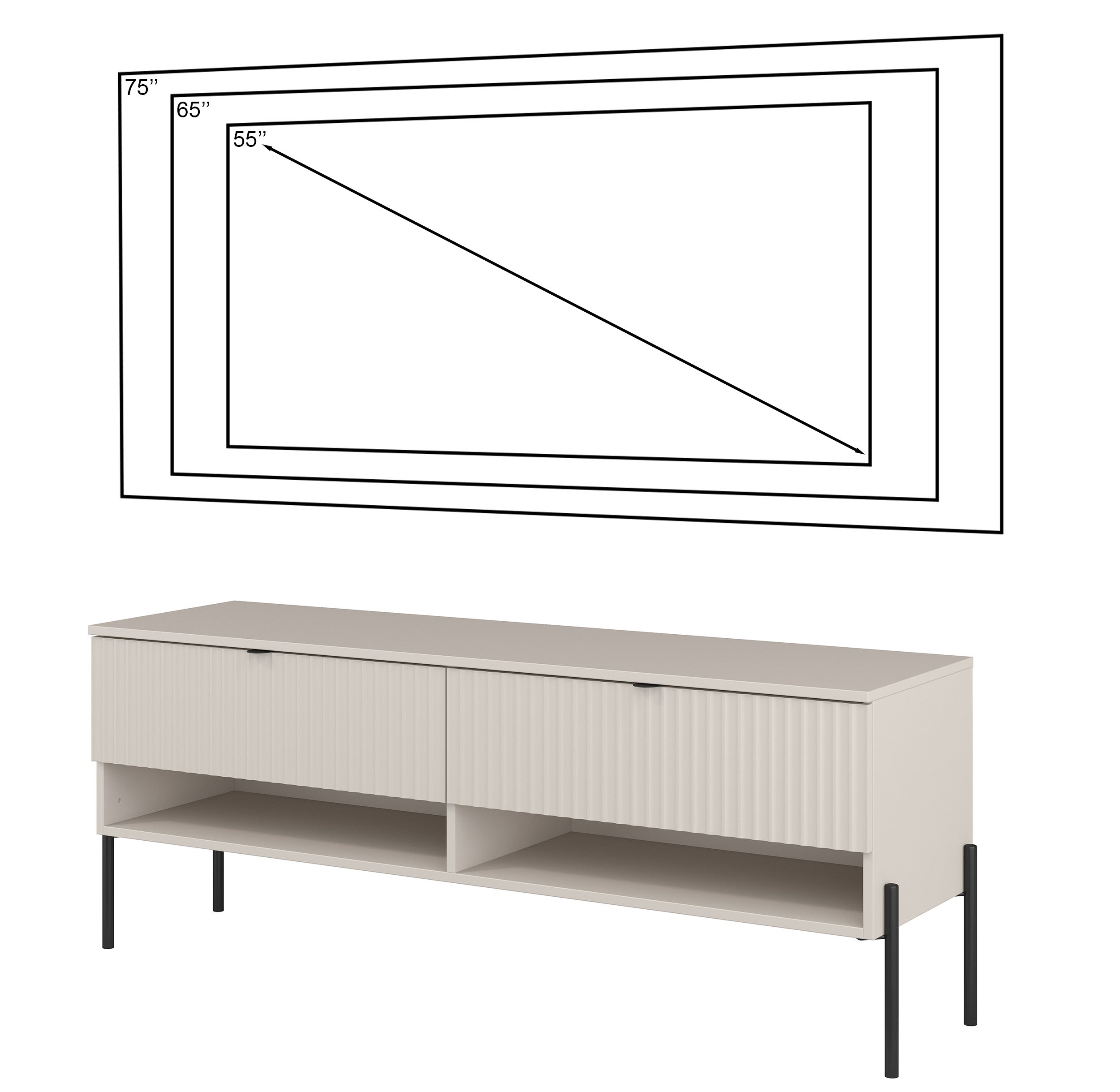 Szafka RTV Ore z dwiema szufladami 140 cm dąb lindberg/kaszmir