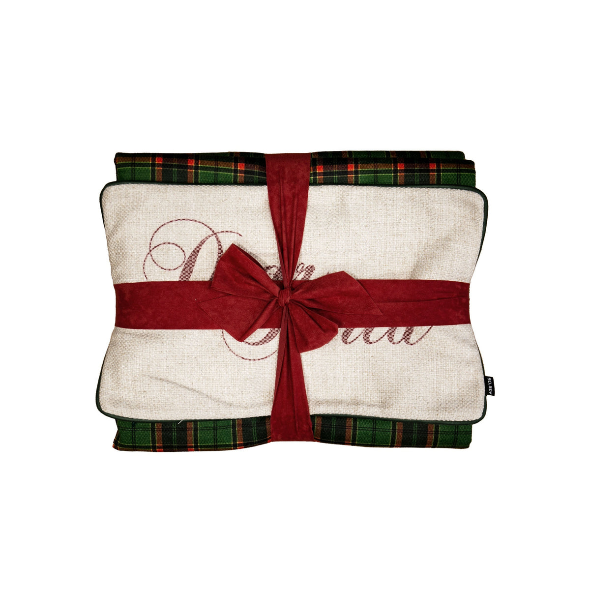 Komplet narzuta zielona krata i poszewka Dear Santa 135x195 cm