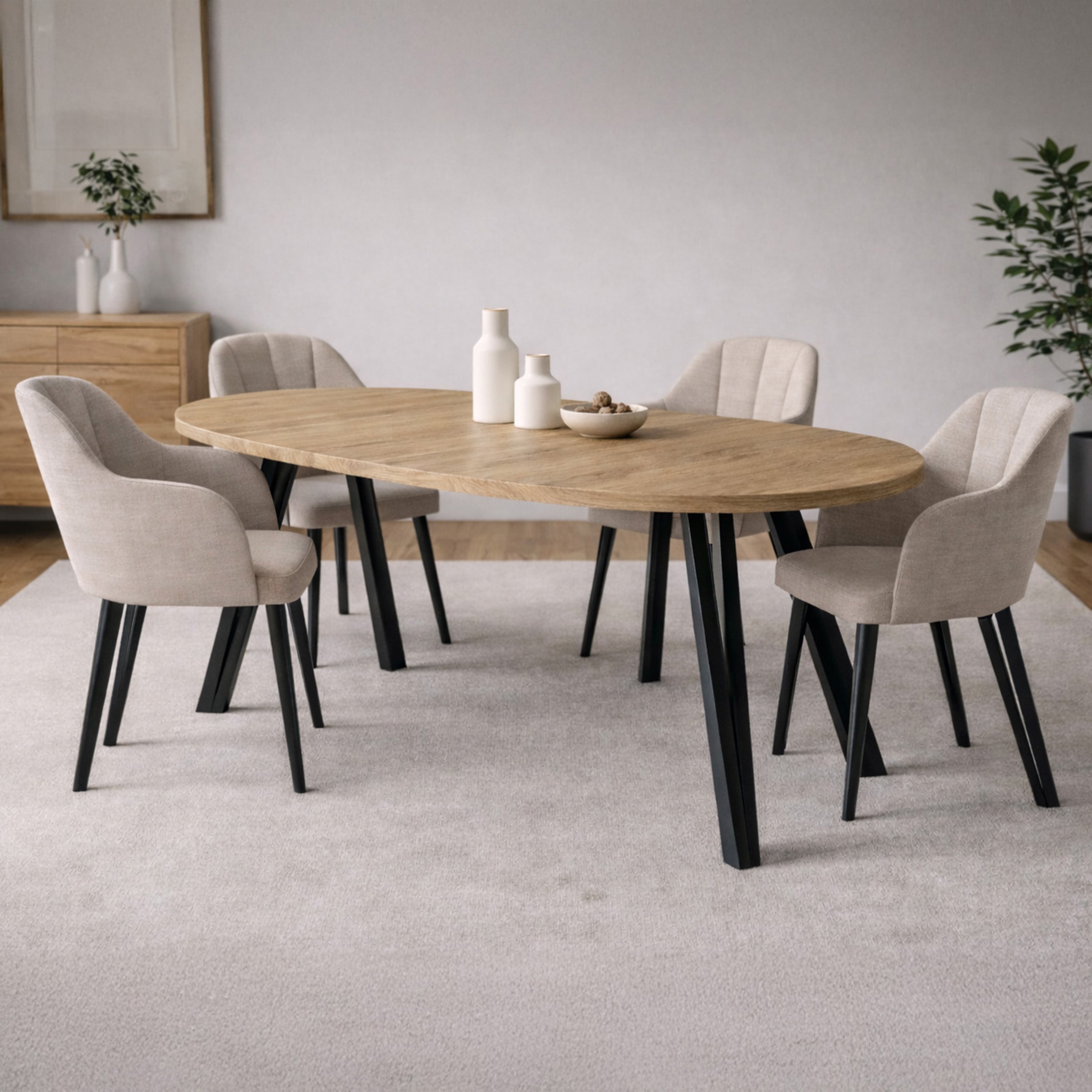 Stół rozkładany do jadalni Nuuvel 100-180x100 cm dąb cremona z czarnymi nogami hairpin