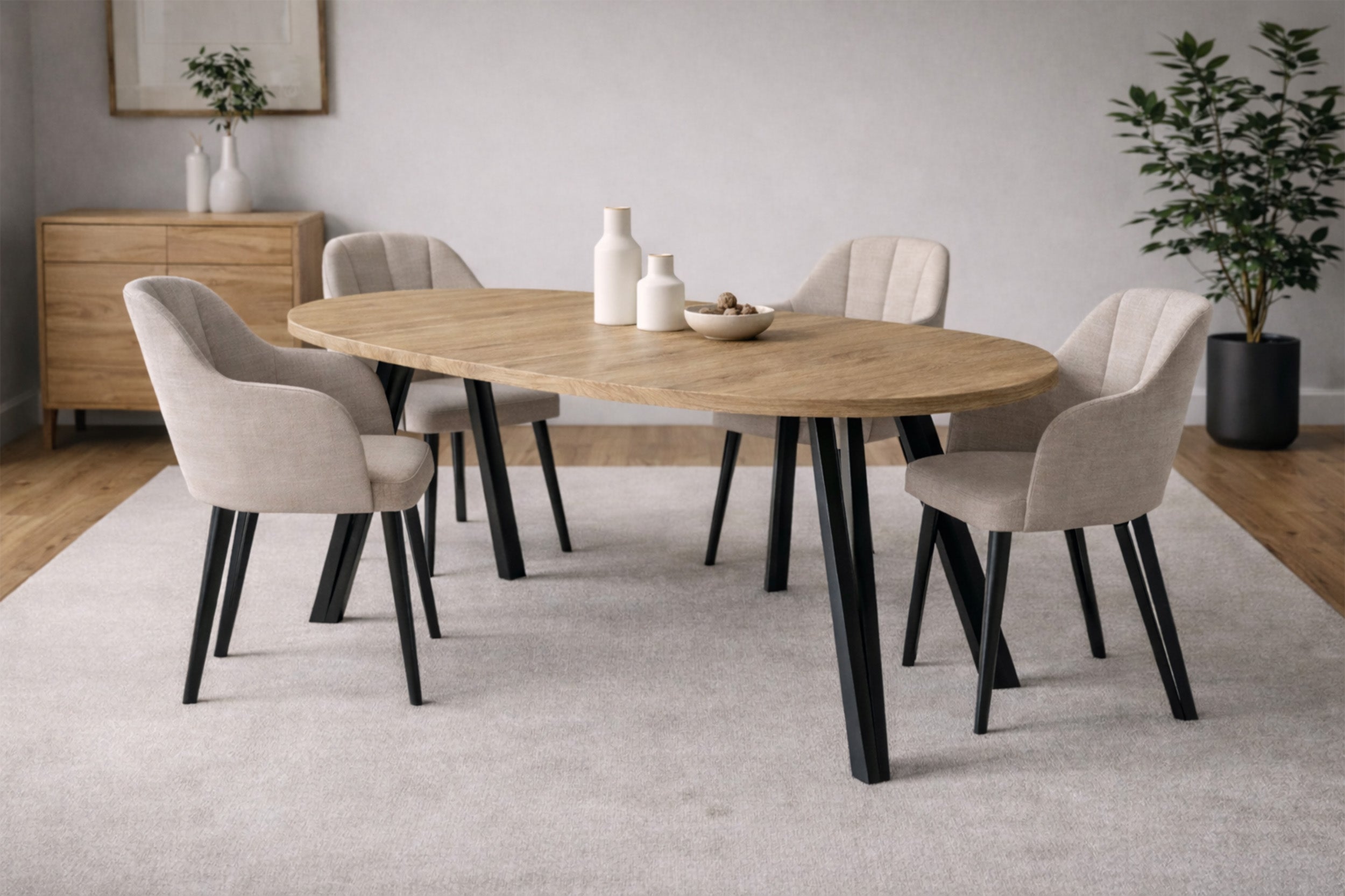 Stół rozkładany do jadalni Nuuvel 100-180x100 cm dąb cremona z czarnymi nogami hairpin