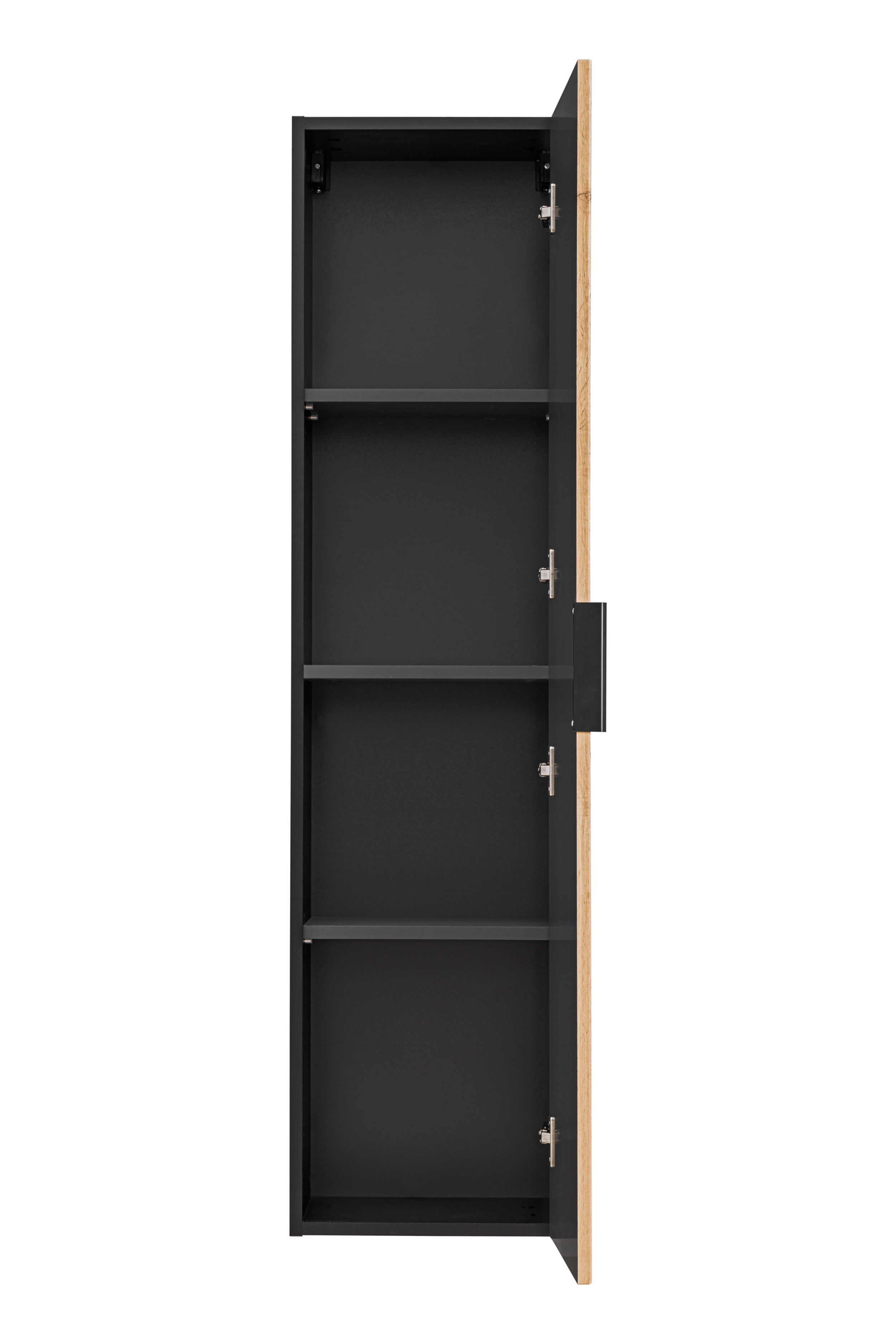 Słupek łazienkowy Ossolies 35x140 cm wiszący czarny/dąb lamele