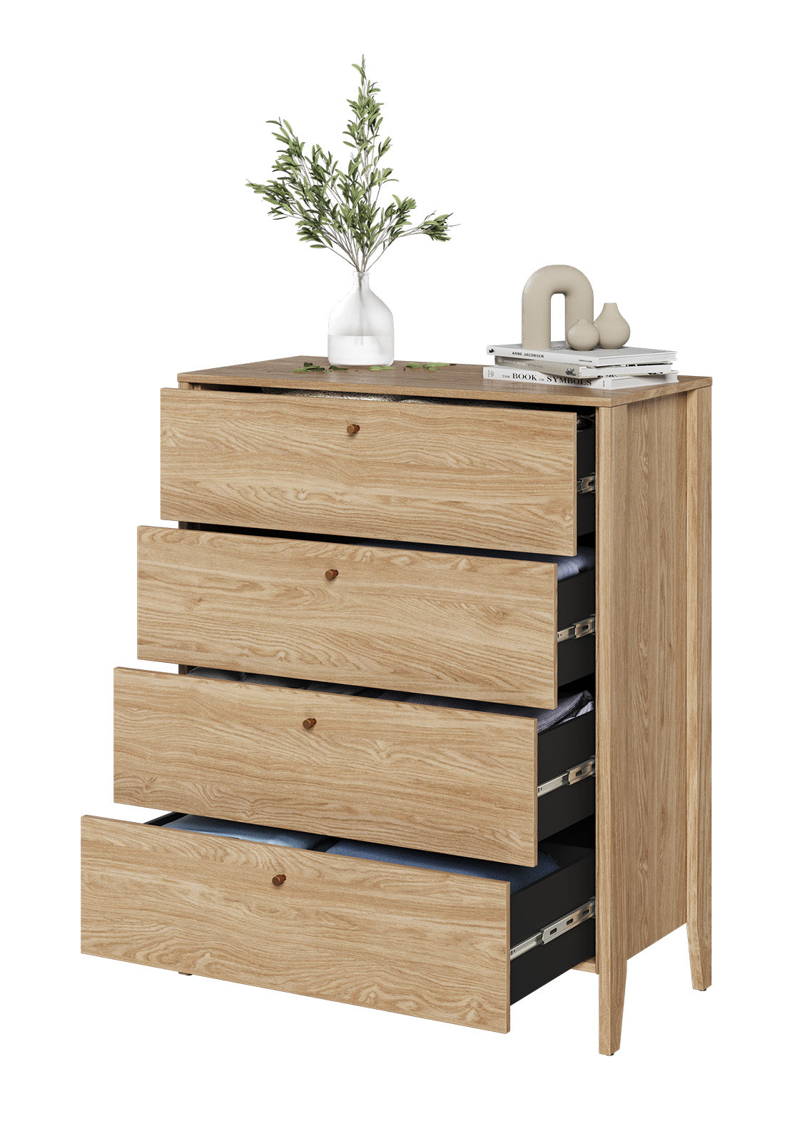 Komoda Cozy z czterema szufladami 92 cm dąb olejowany