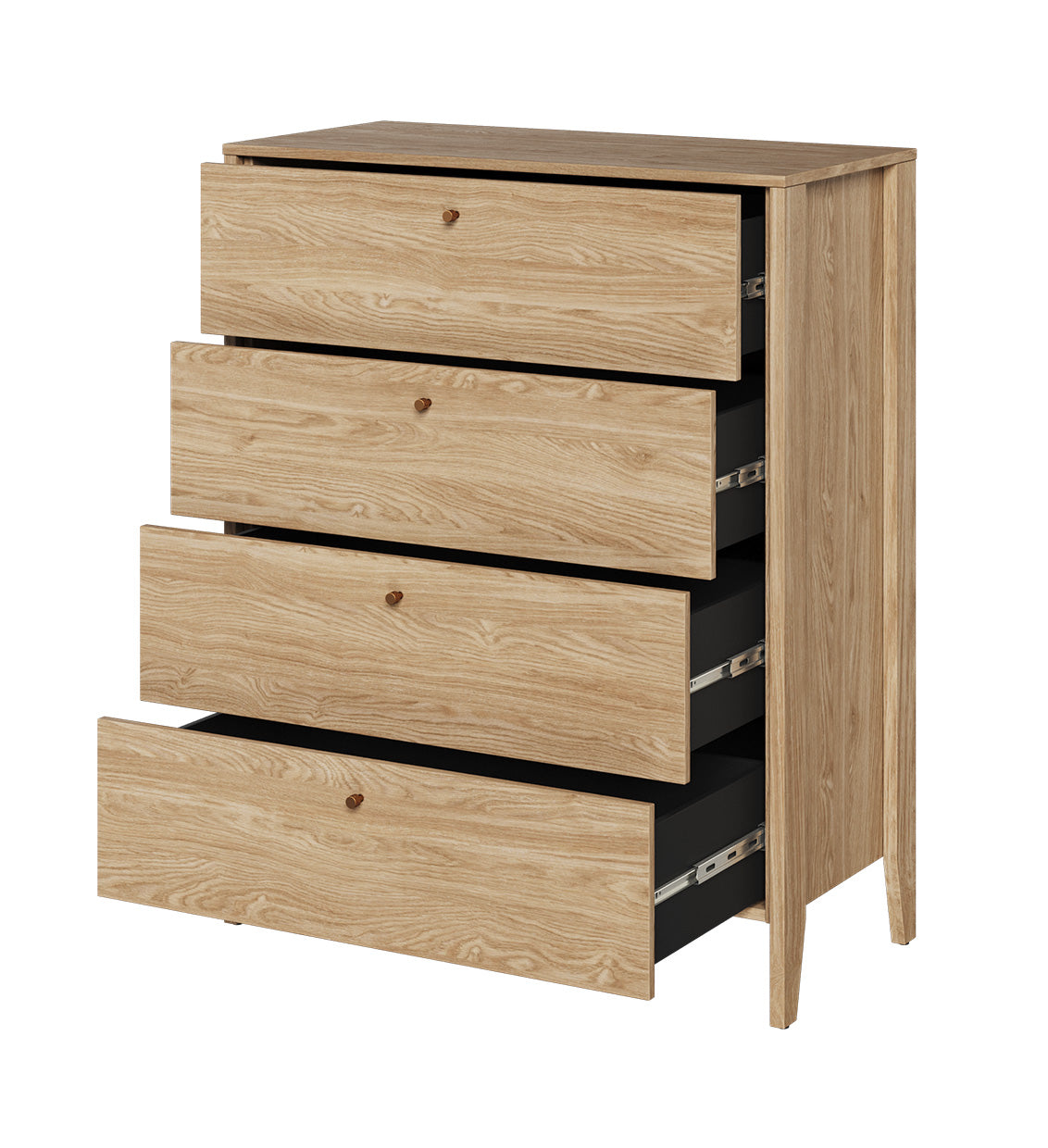Komoda Cozy z czterema szufladami 92 cm dąb olejowany