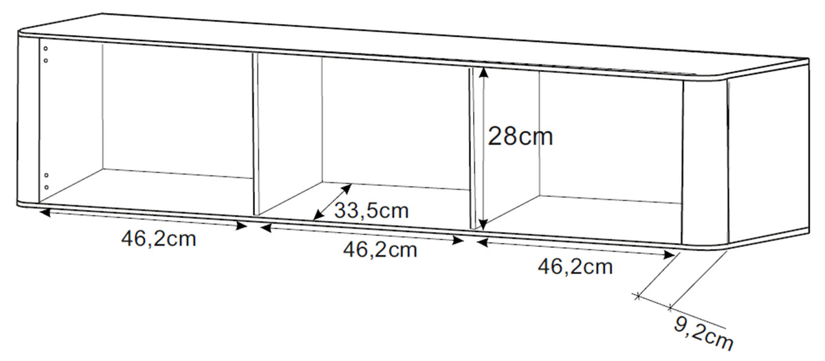 Rysunek wymiarowy 2 - Szafka RTV trzydrzwiowa Ovarlo beż piaskowy ze złotymi nogami: szerokość 163,2 cm, głębokość 38 cm, wysokość 49,2 cm