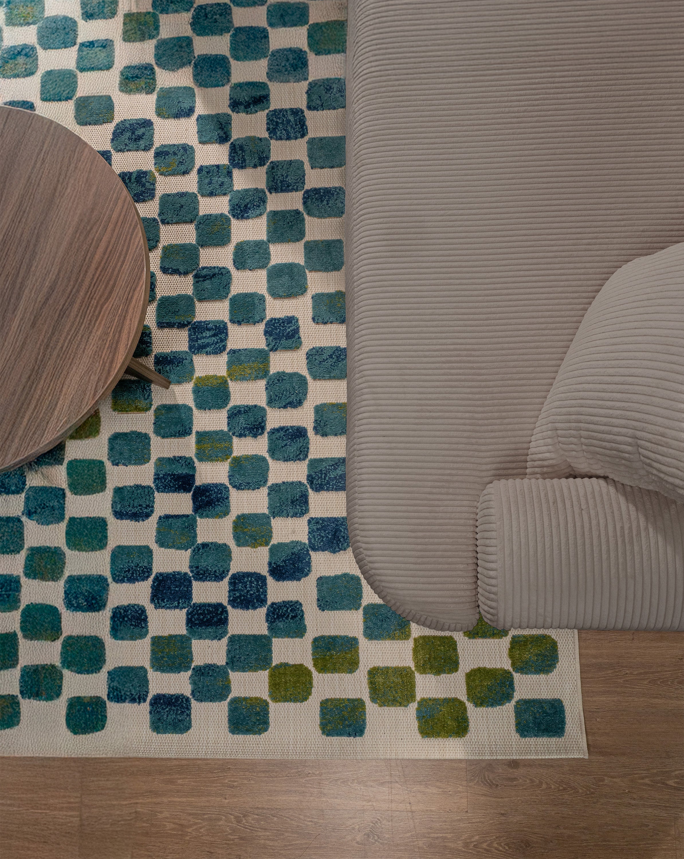 Narożnik z funkcją spania Ovo Cord L-kształtny lewostronny z pojemnikiem beżowy sztruks