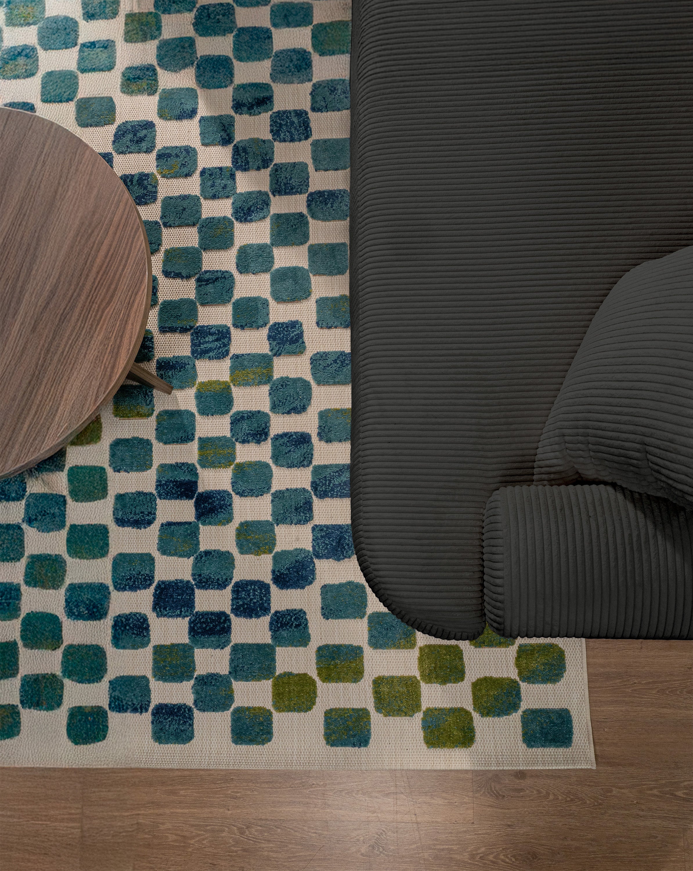 Narożnik z funkcją spania Ovo Cord L-kształtny lewostronny z pojemnikiem ciemnoszary sztruks