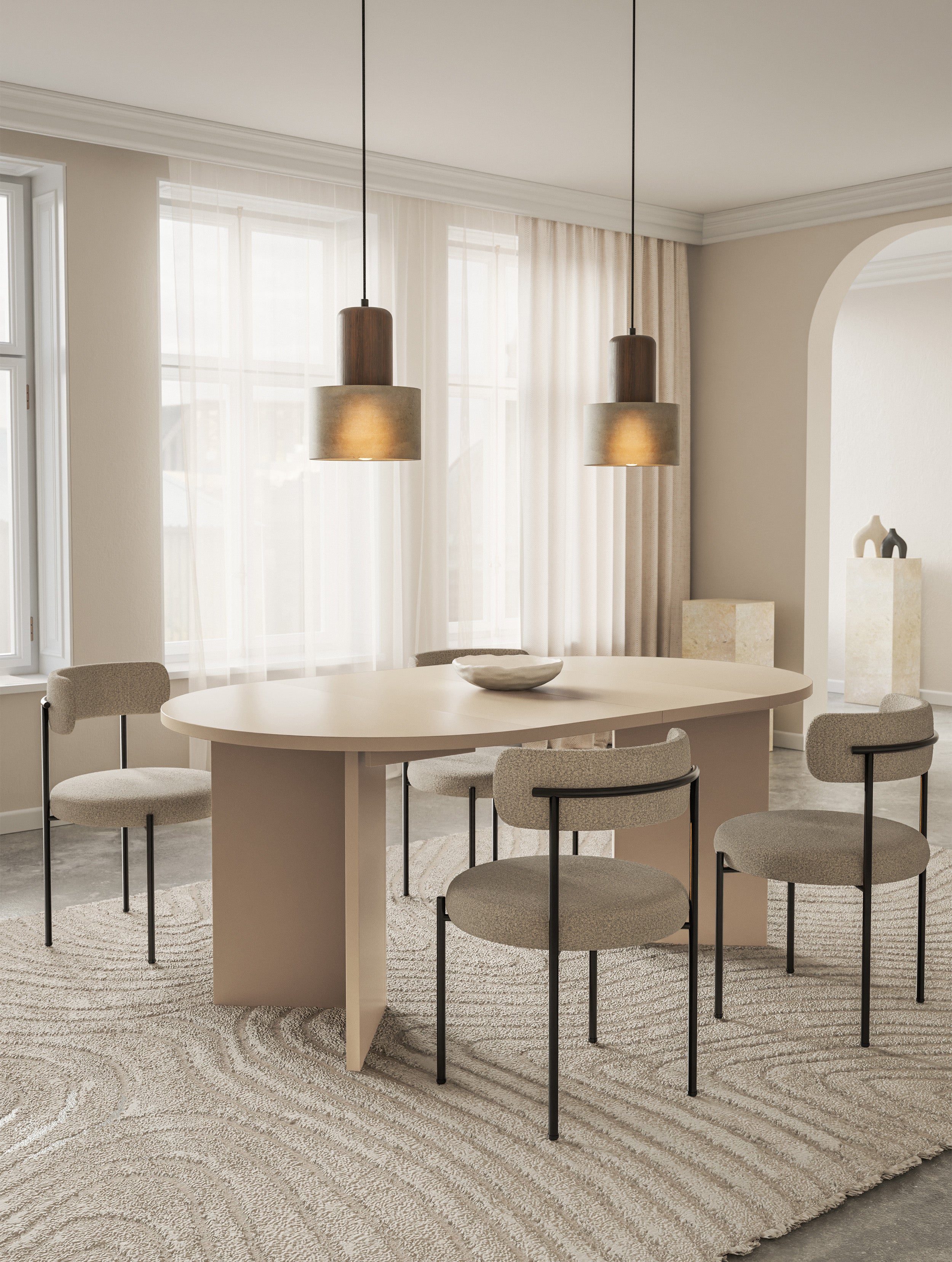 Stół rozkładany do jadalni Ovo okrągły 110-190x110 cm Cappucino