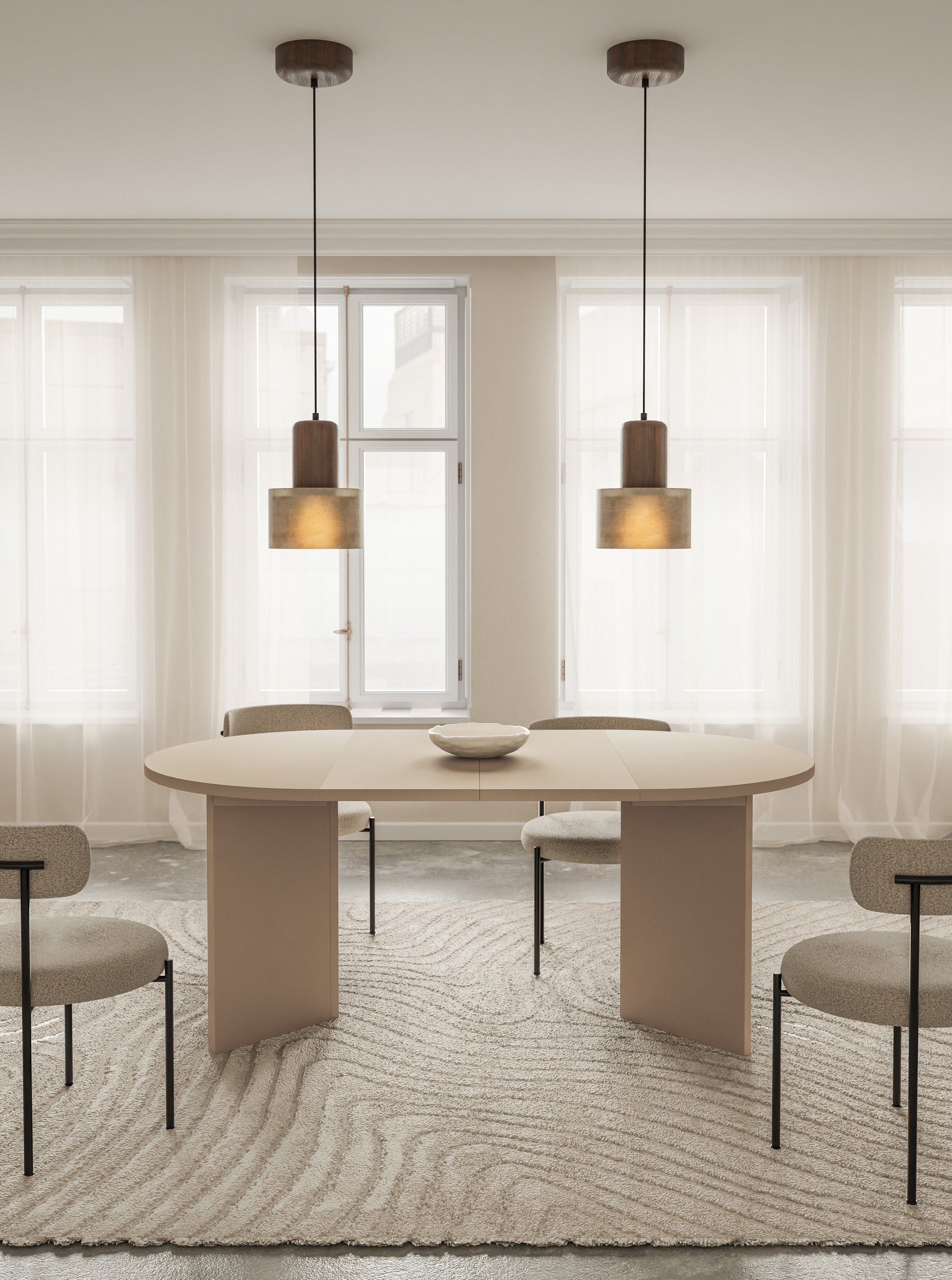 Stół rozkładany do jadalni Ovo okrągły 110-190x110 cm Cappucino