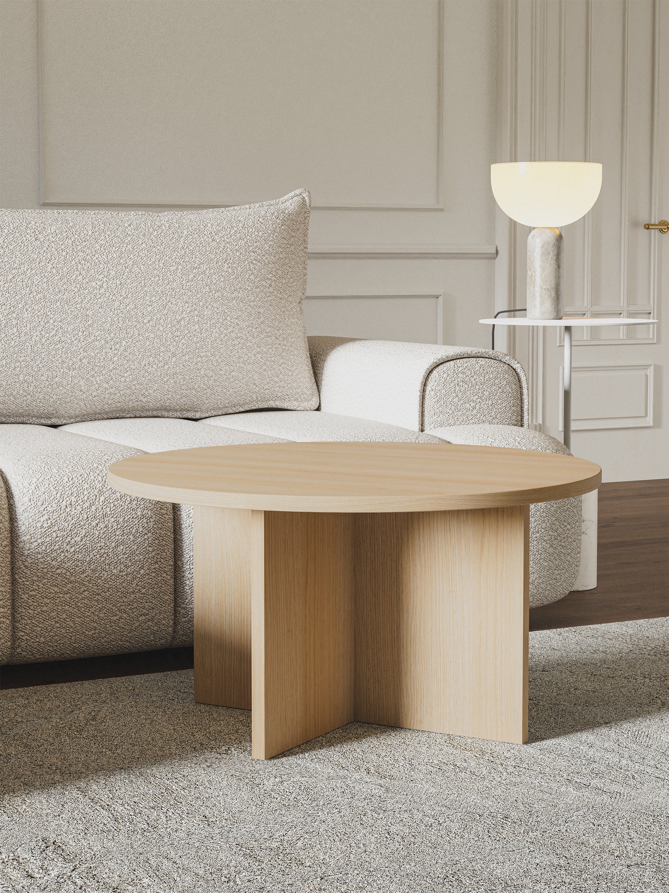 Stolik kawowy Ovo okrągły 76 cm Dąb Lindberg