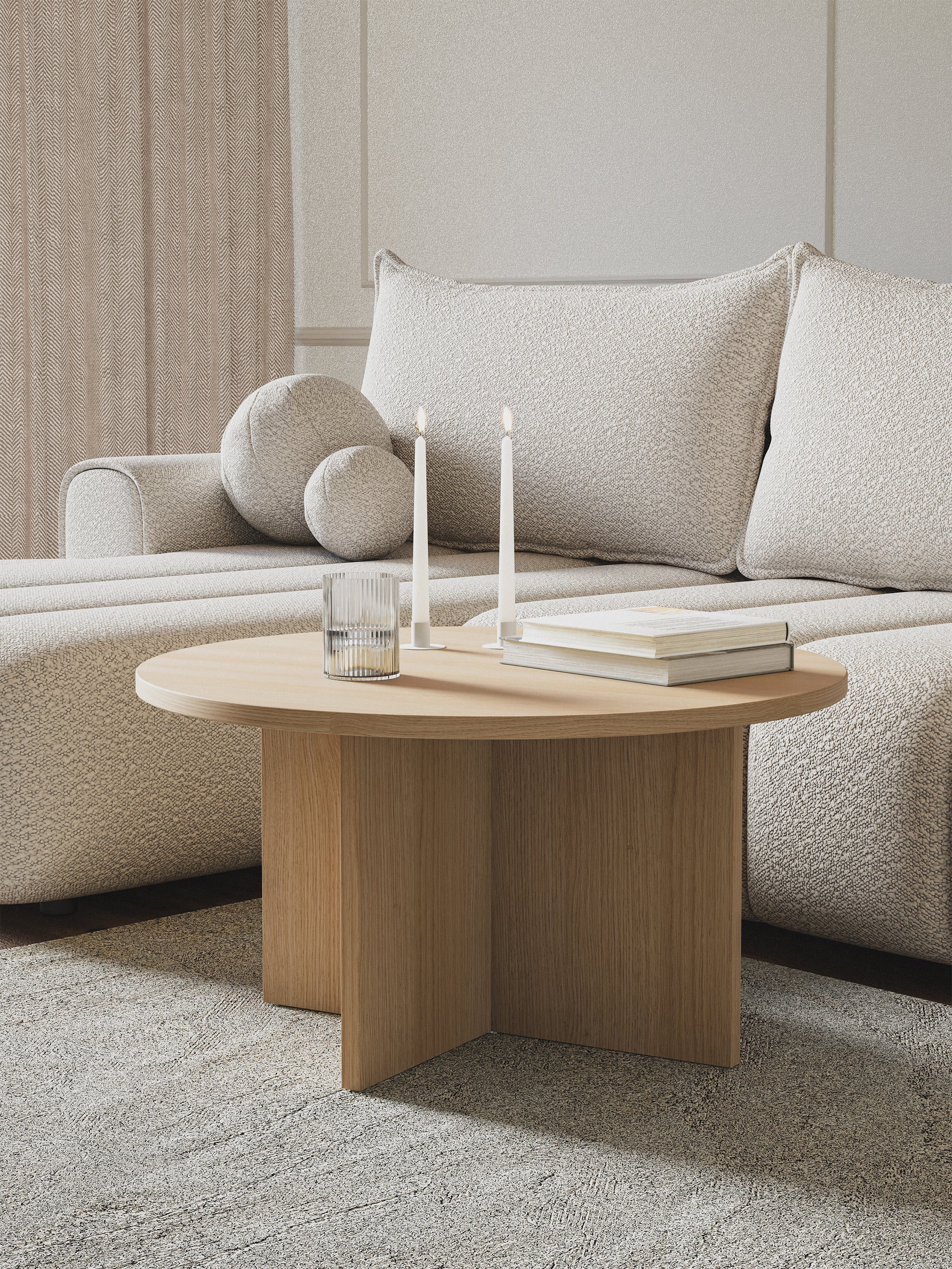 Stolik kawowy Ovo okrągły 76 cm Dąb Lindberg