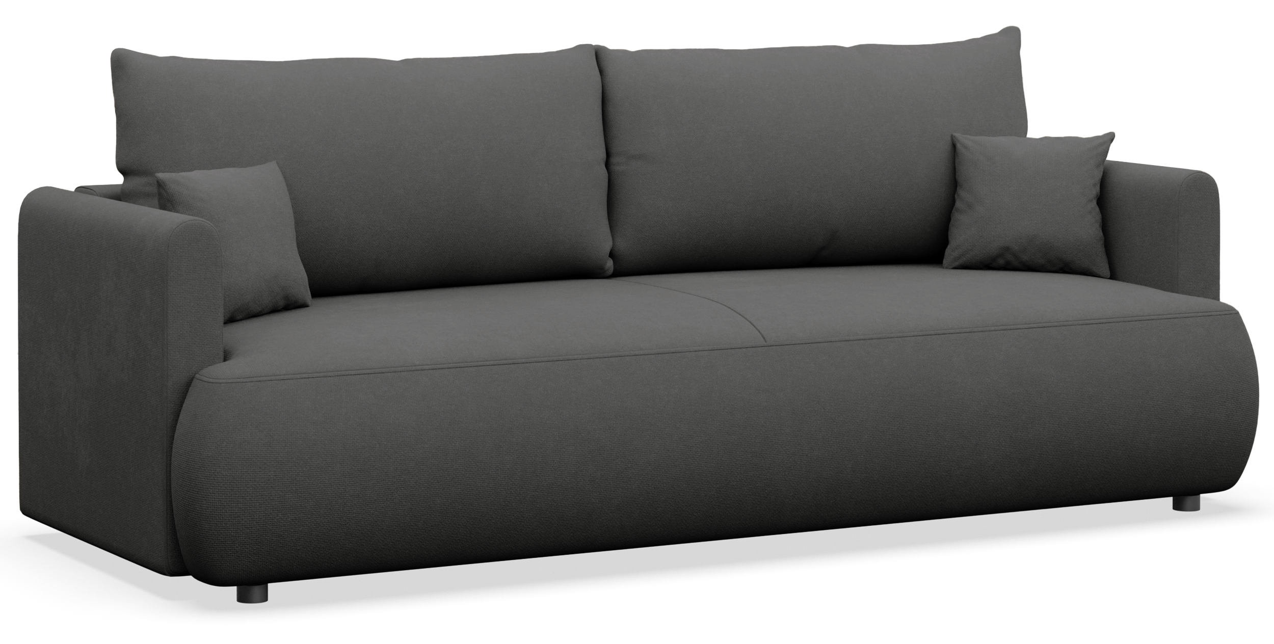 Kanapa rozkładana trzyosobowa Ovo mini z pojemnikiem ciemnoszara szenil łatwoczyszczący