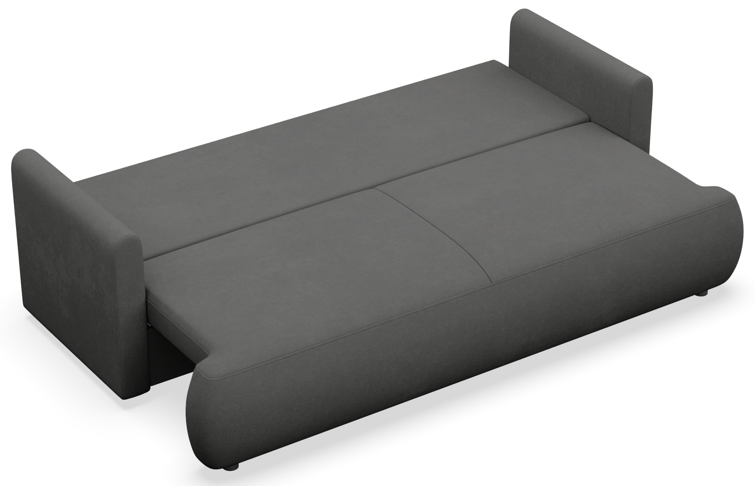 Kanapa rozkładana trzyosobowa Ovo mini z pojemnikiem ciemnoszara szenil łatwoczyszczący