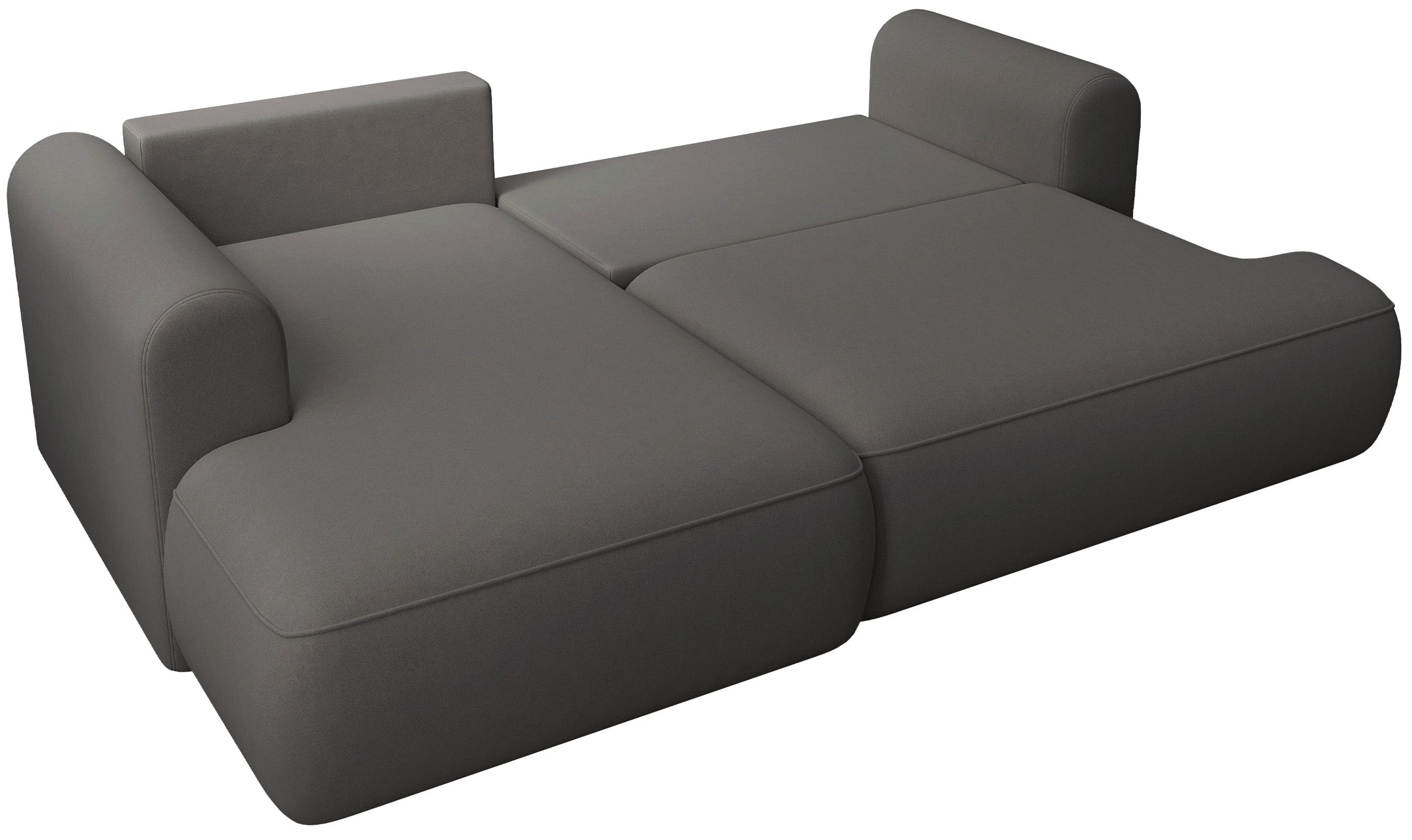 Narożnik z funkcją spania Ovo mini L-kształtny lewostronny z pojemnikiem ciemnoszary welur łatwoczyszczący