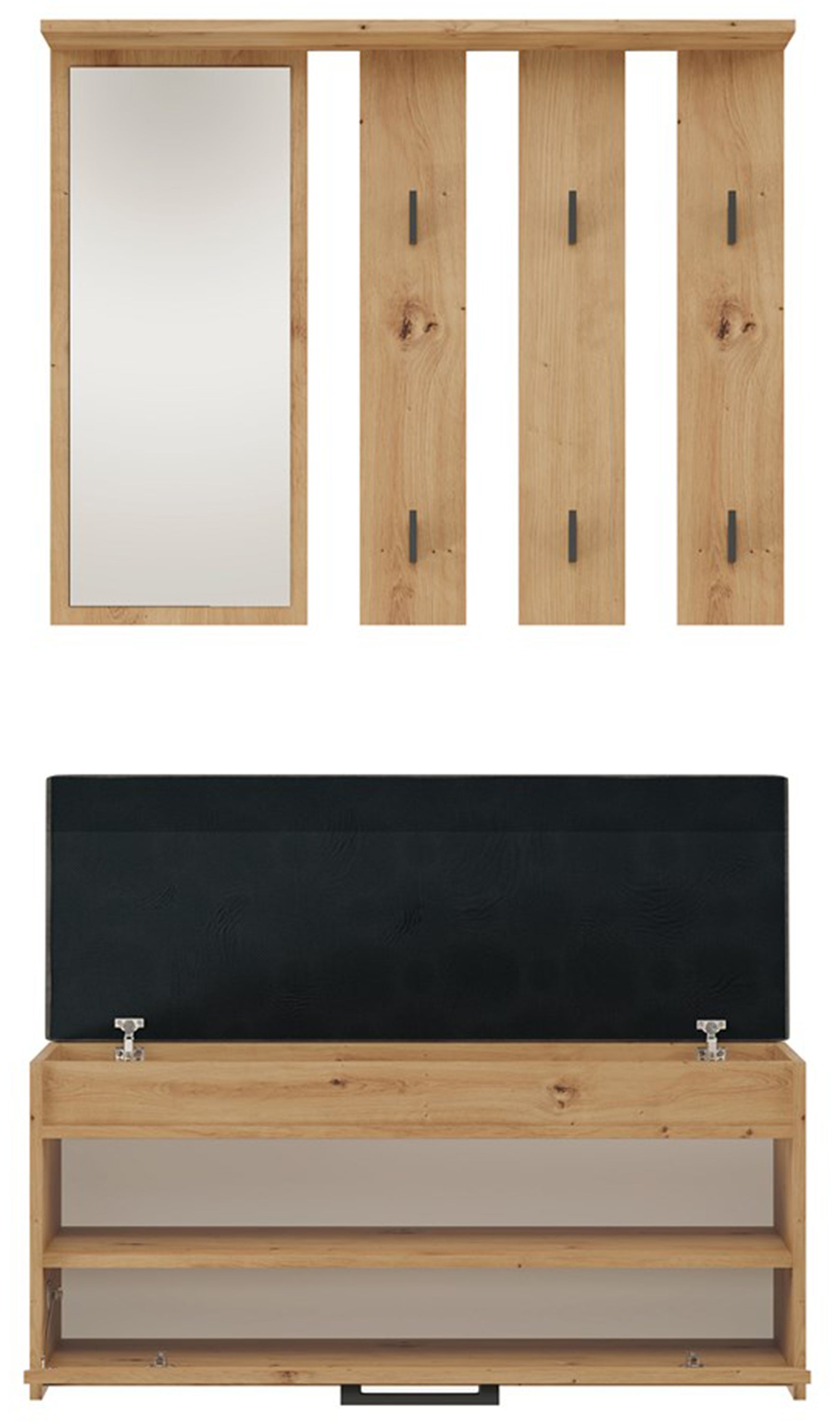 Zestaw do przedpokoju Parmani z siedziskiem i lustrem 100 cm dąb artisan