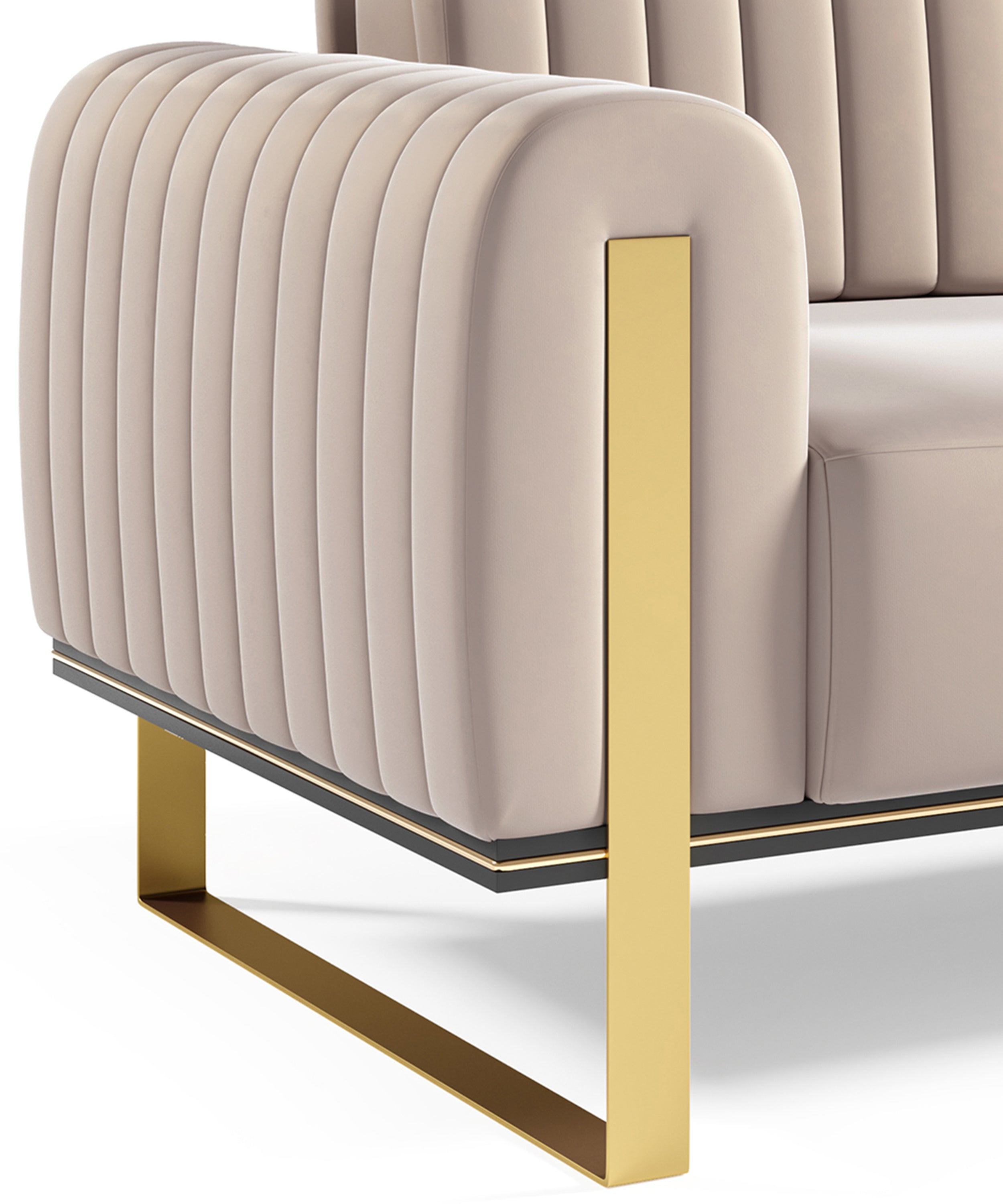 Sofa dwuosobowa Parissa jasnobeżowa welur złote nóżki