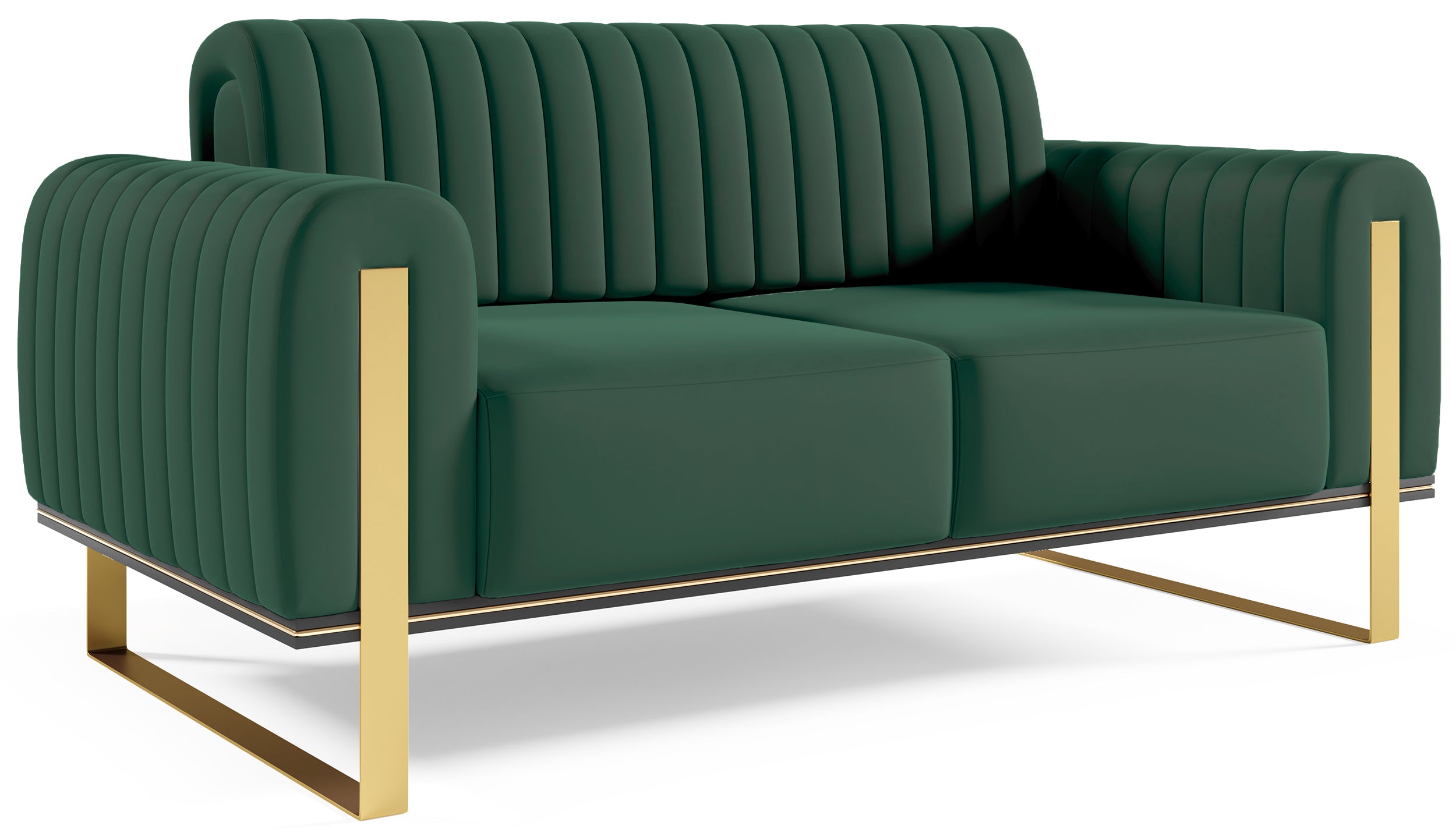 Sofa dwuosobowa Parissa zielona welur złote nóżki