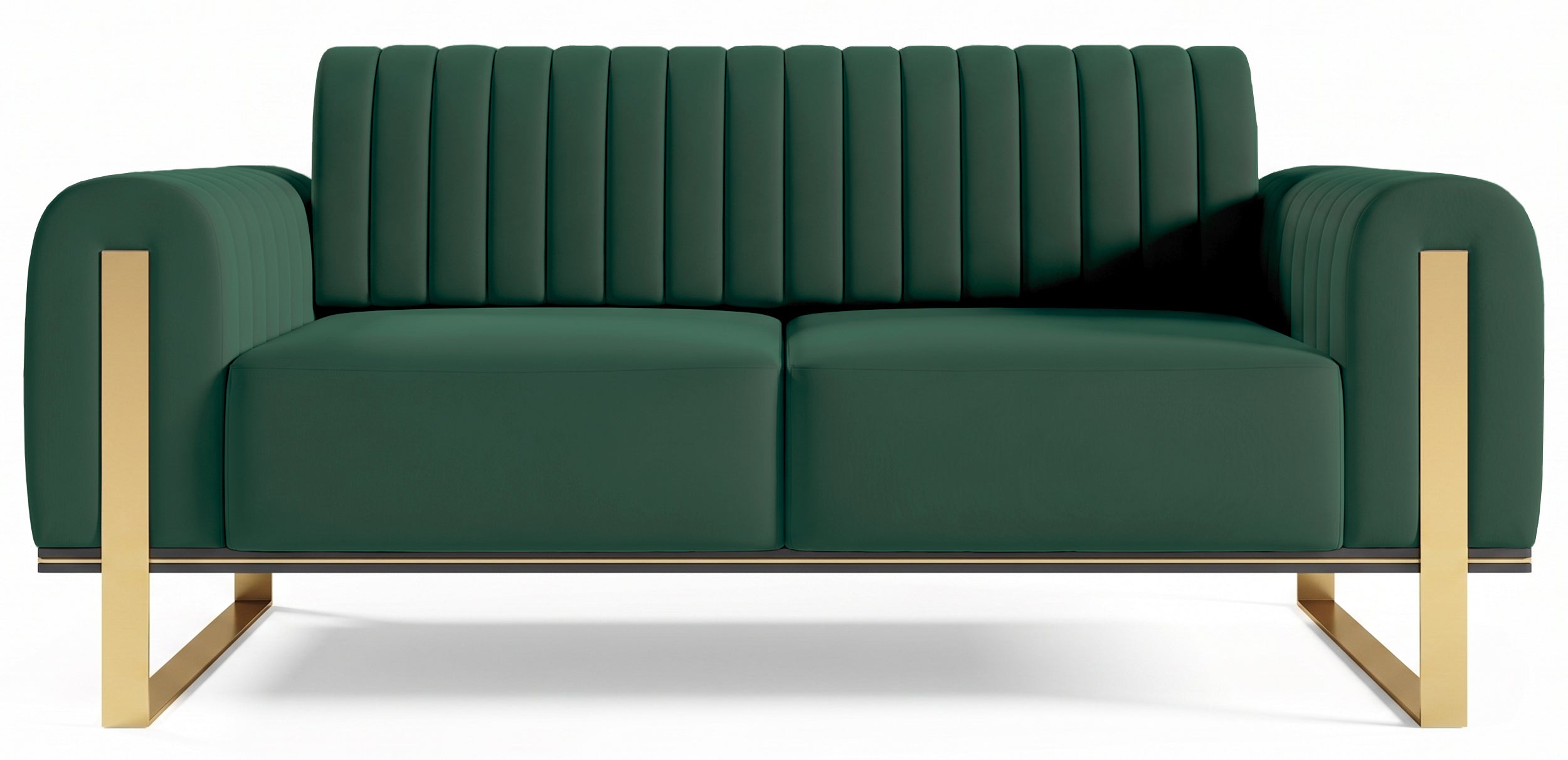 Sofa dwuosobowa Parissa zielona welur złote nóżki