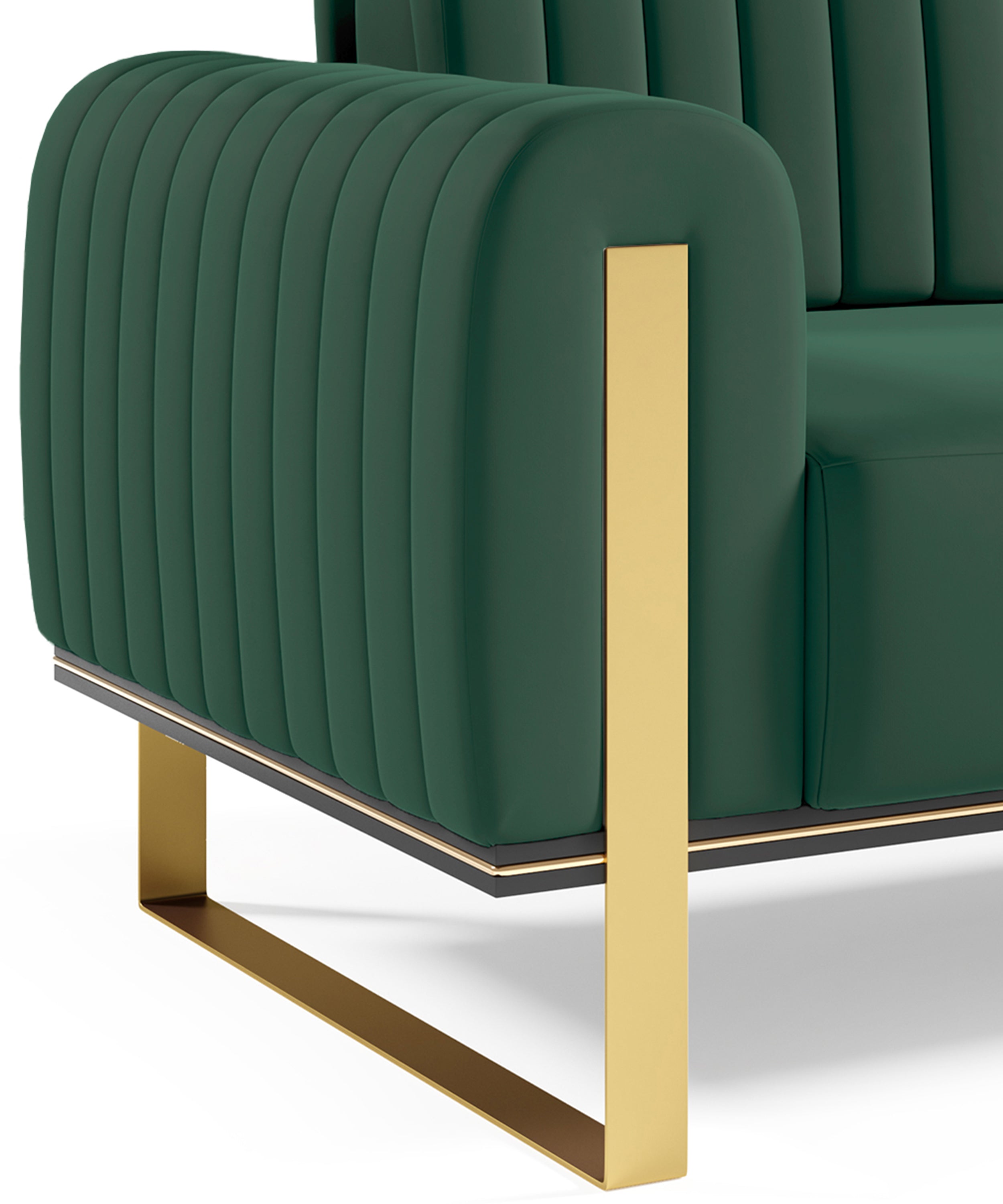 Sofa dwuosobowa Parissa zielona welur złote nóżki