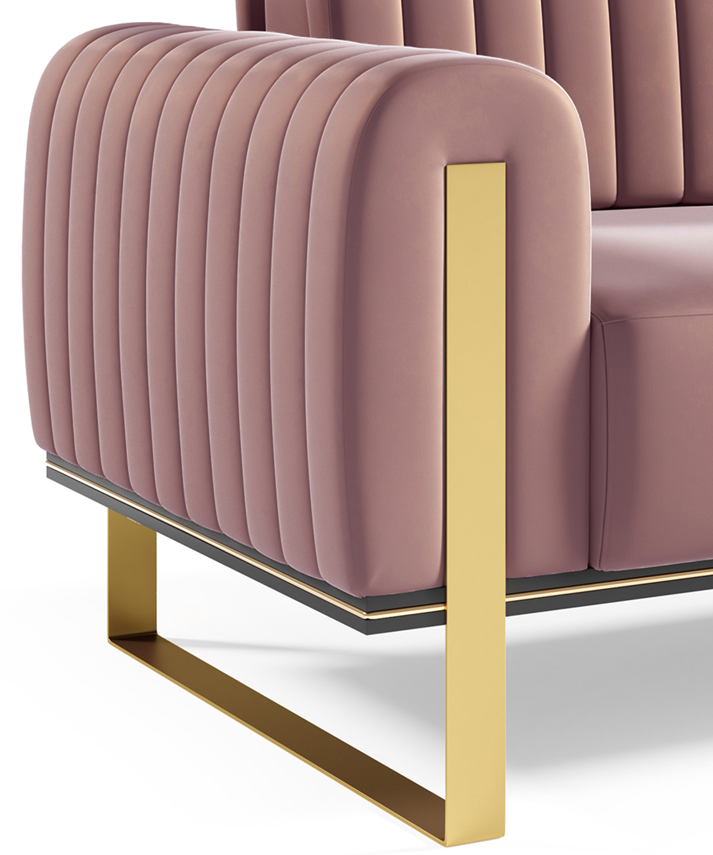 Sofa dwuosobowa Parissa różowa welur złote nóżki