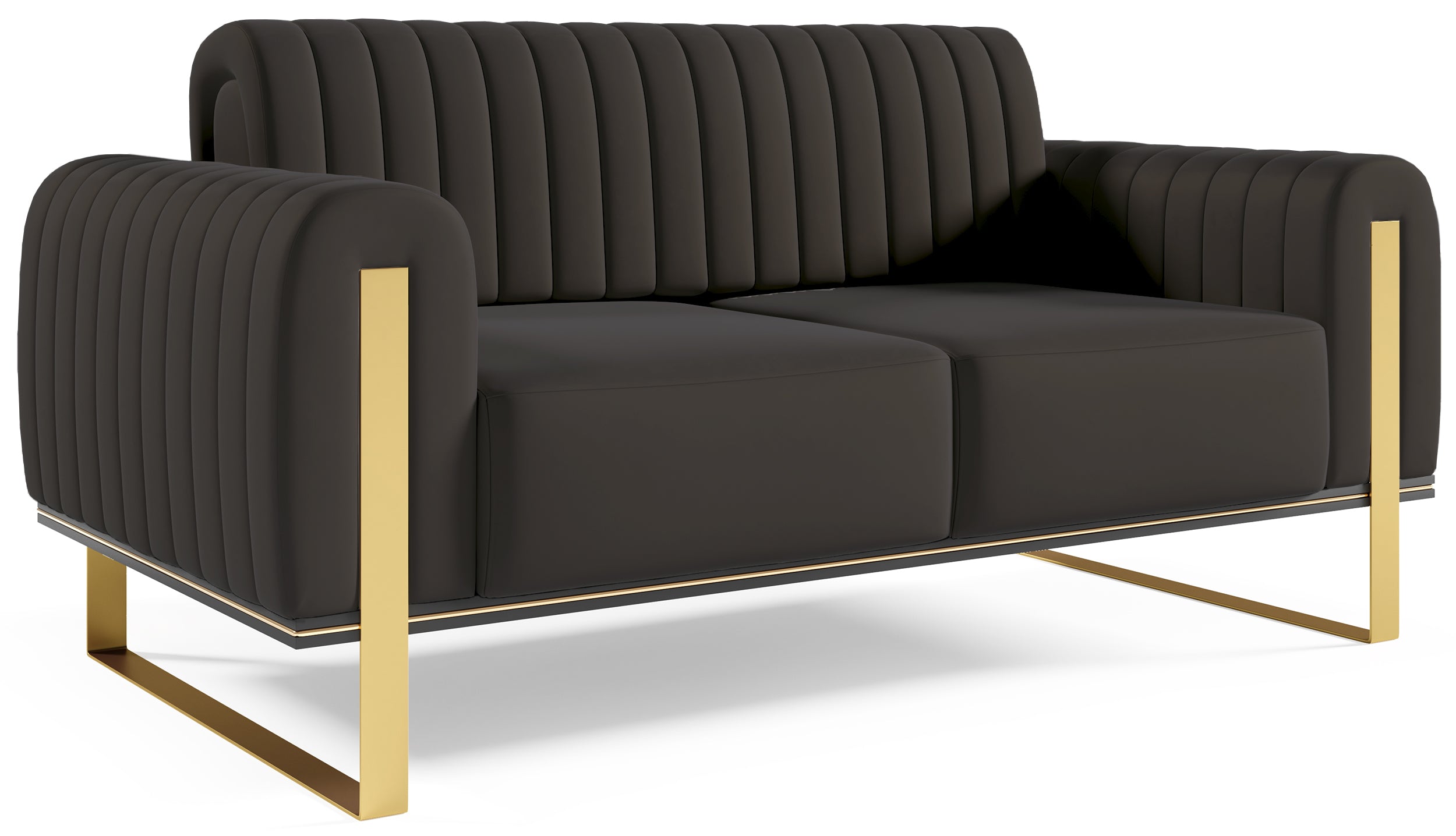 Sofa dwuosobowa Parissa czarna welur złote nóżki