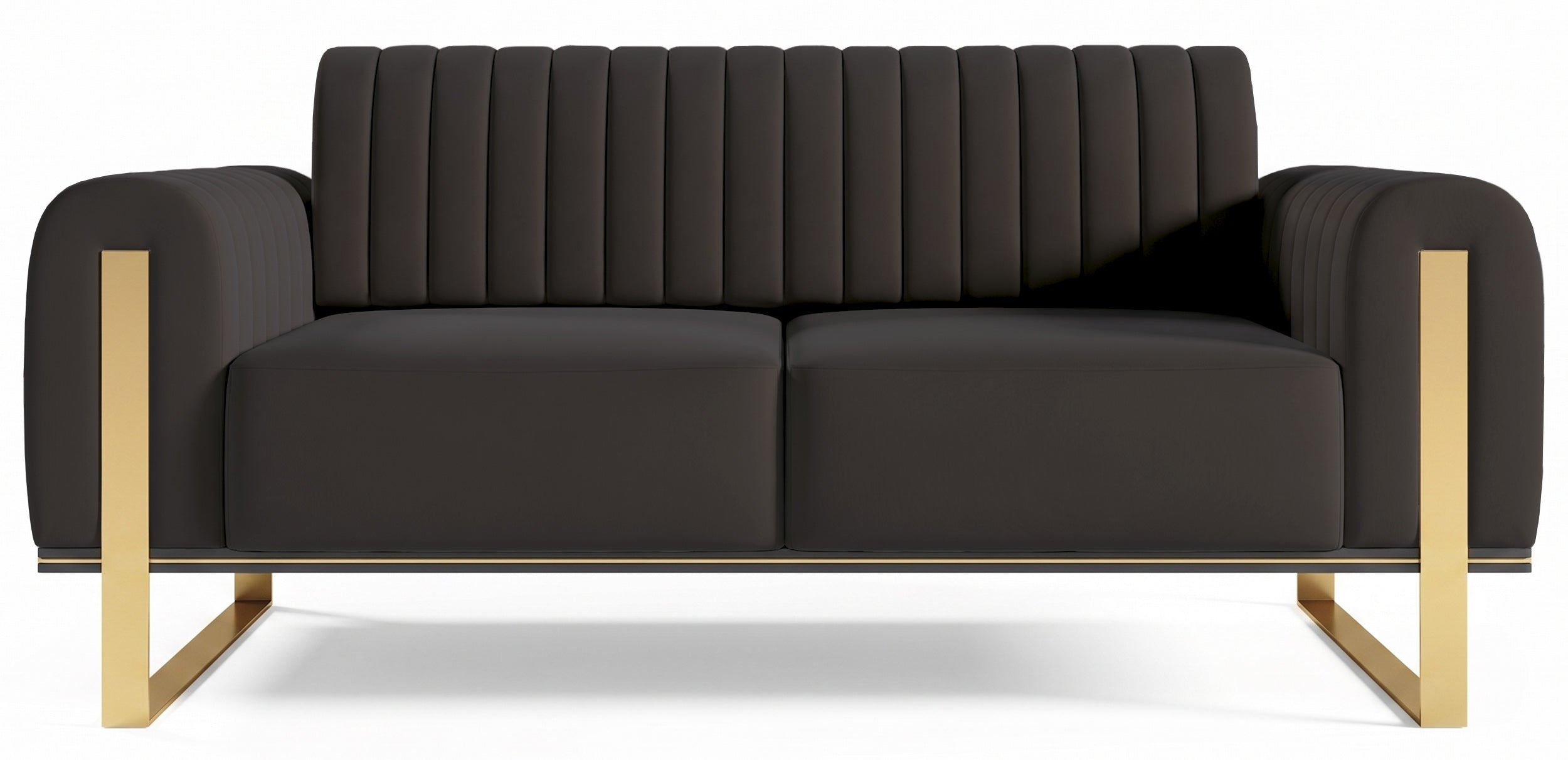 Sofa dwuosobowa Parissa czarna welur złote nóżki