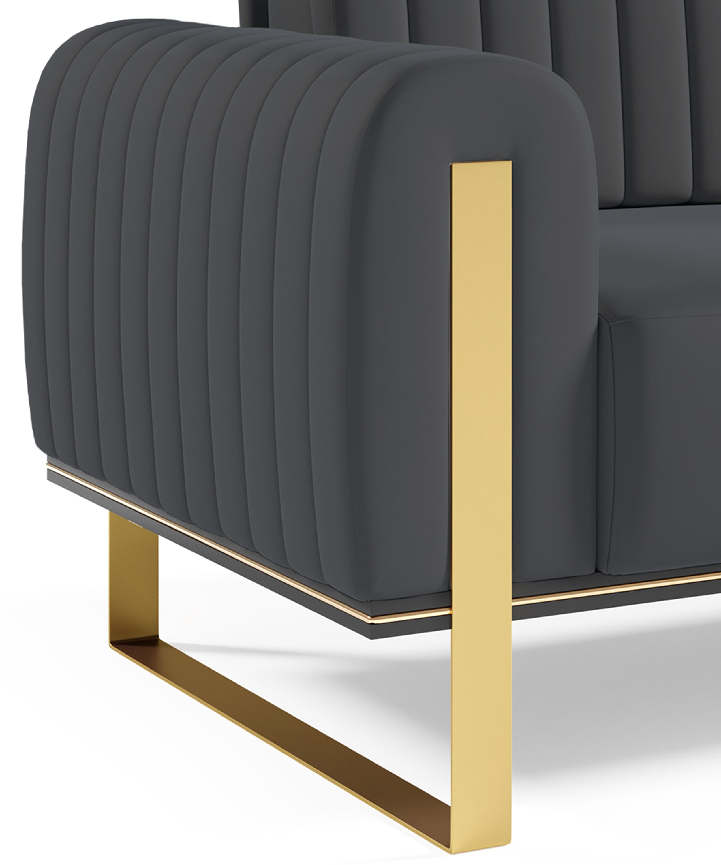 Sofa dwuosobowa Parissa ciemnoszara welur złote nóżki