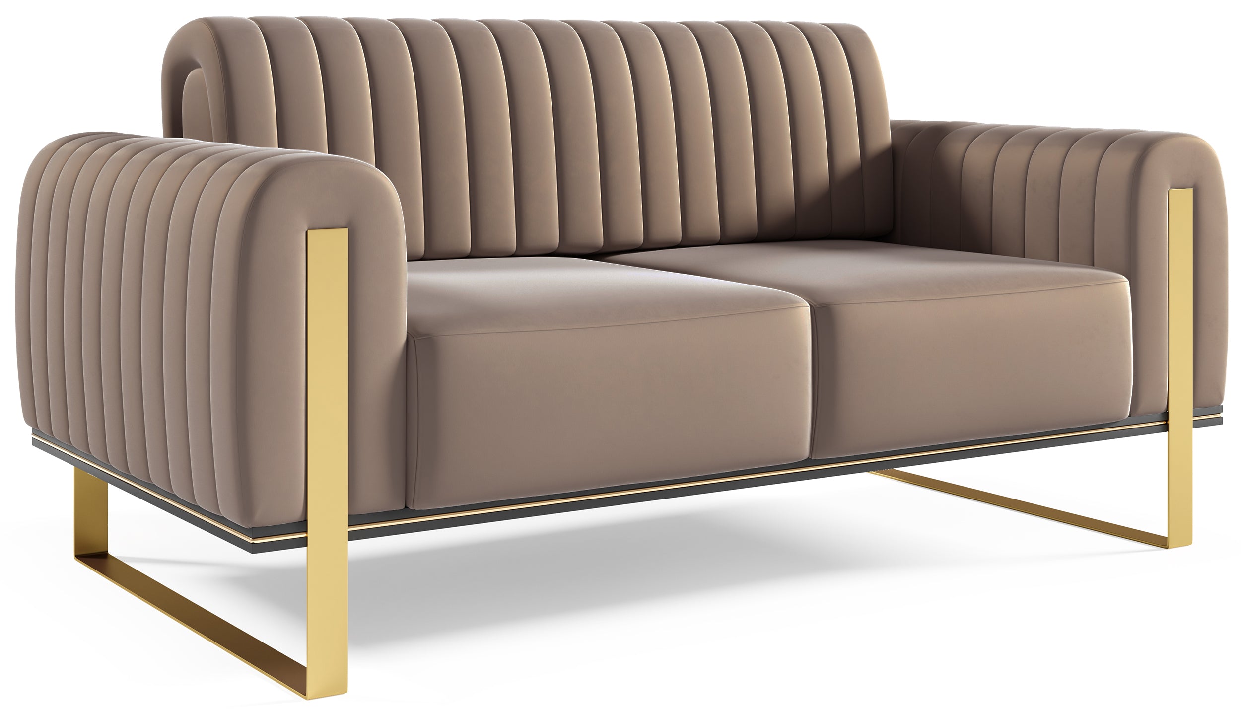 Sofa dwuosobowa Parissa beżowa welur złote nóżki