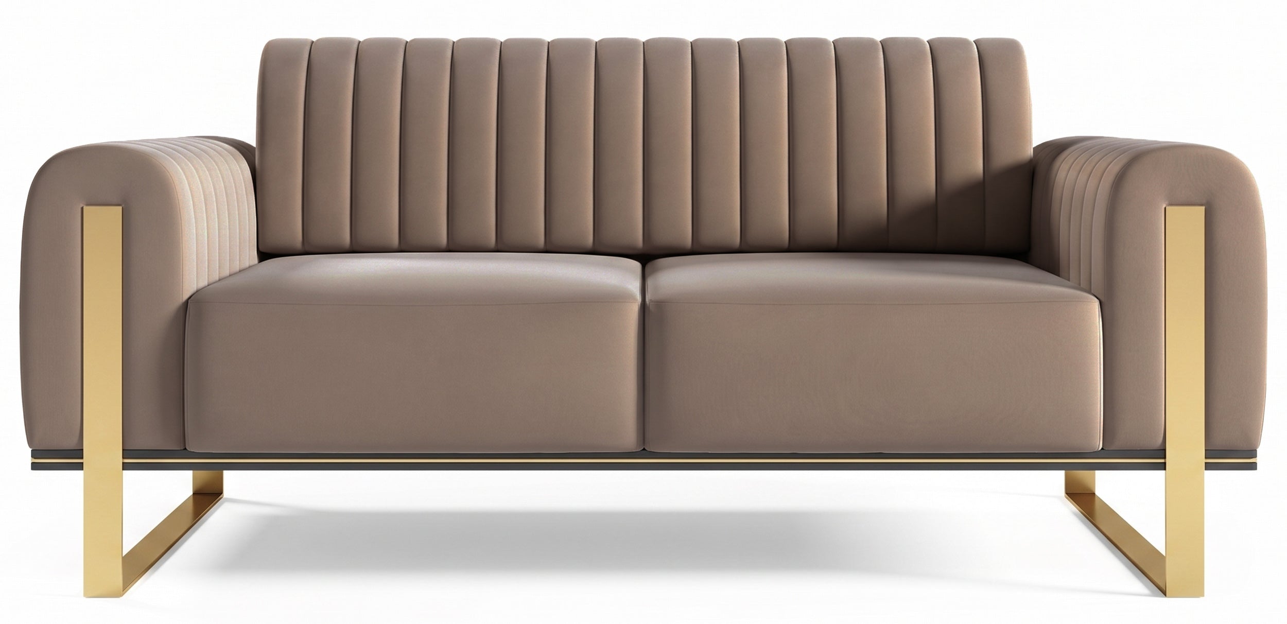Sofa dwuosobowa Parissa beżowa welur złote nóżki