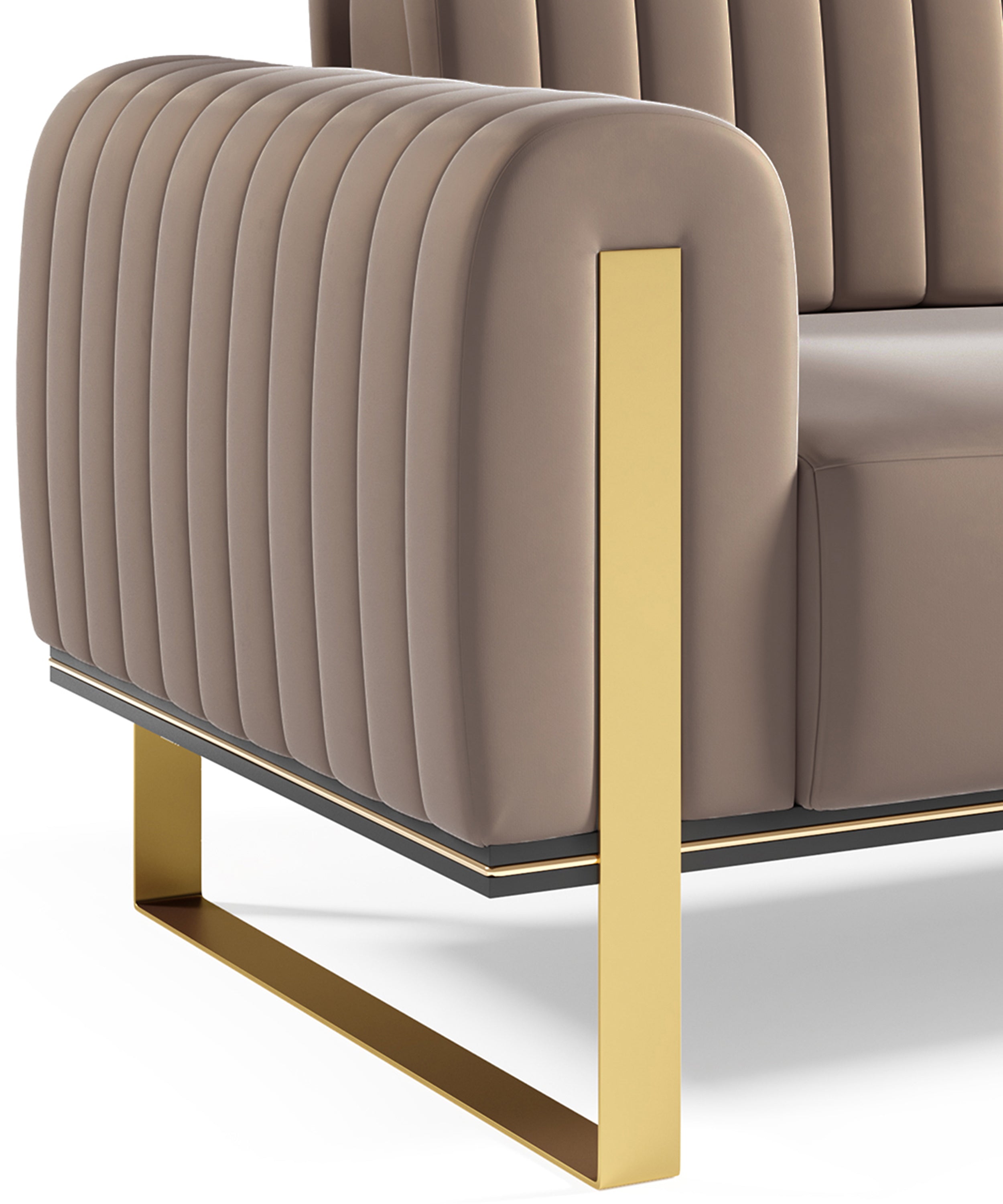Sofa dwuosobowa Parissa beżowa welur złote nóżki