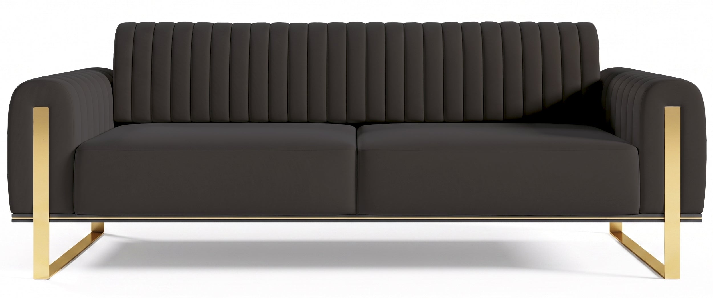 Sofa trzyosobowa Parissa czarna welur złote nóżki