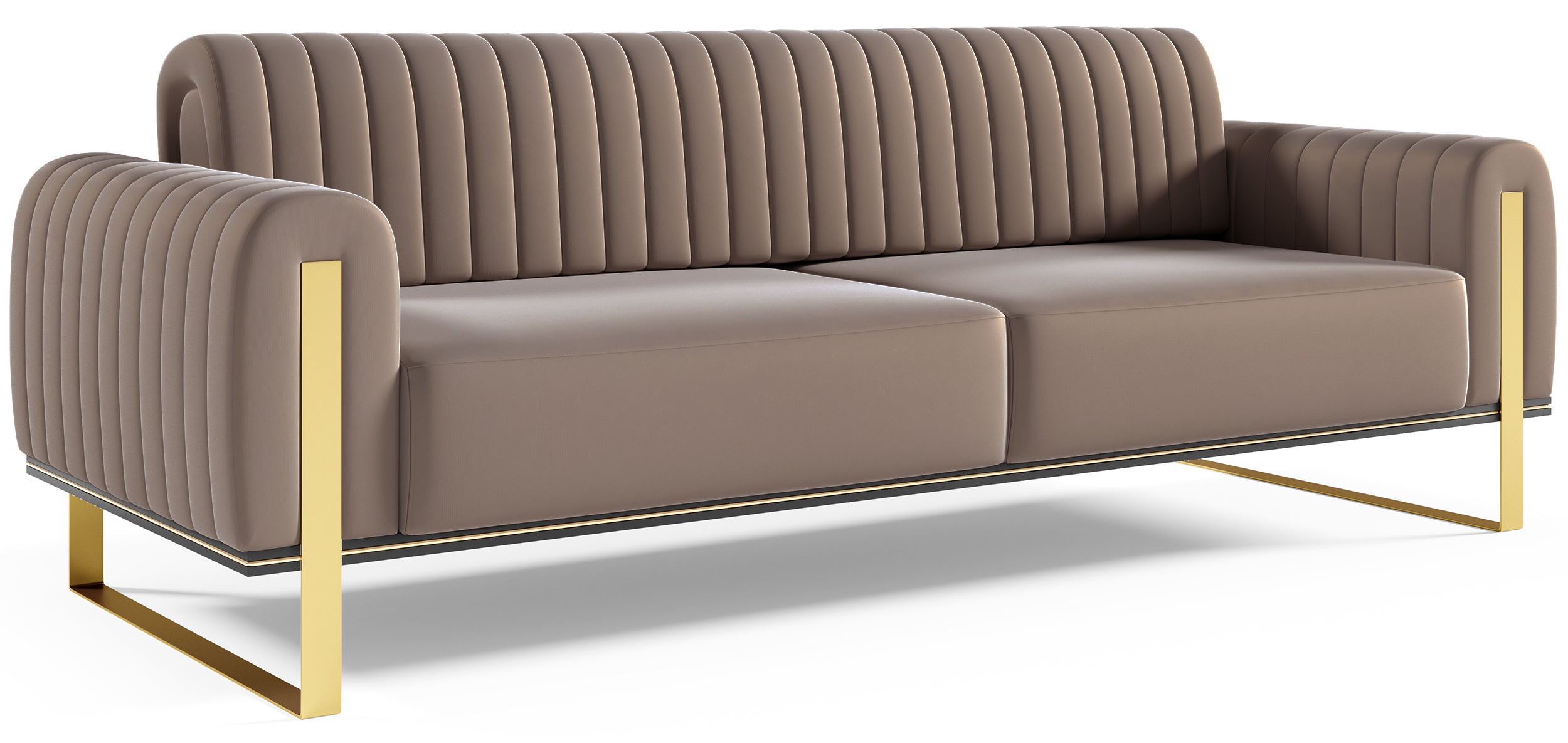 Sofa trzyosobowa Parissa brązowa welur