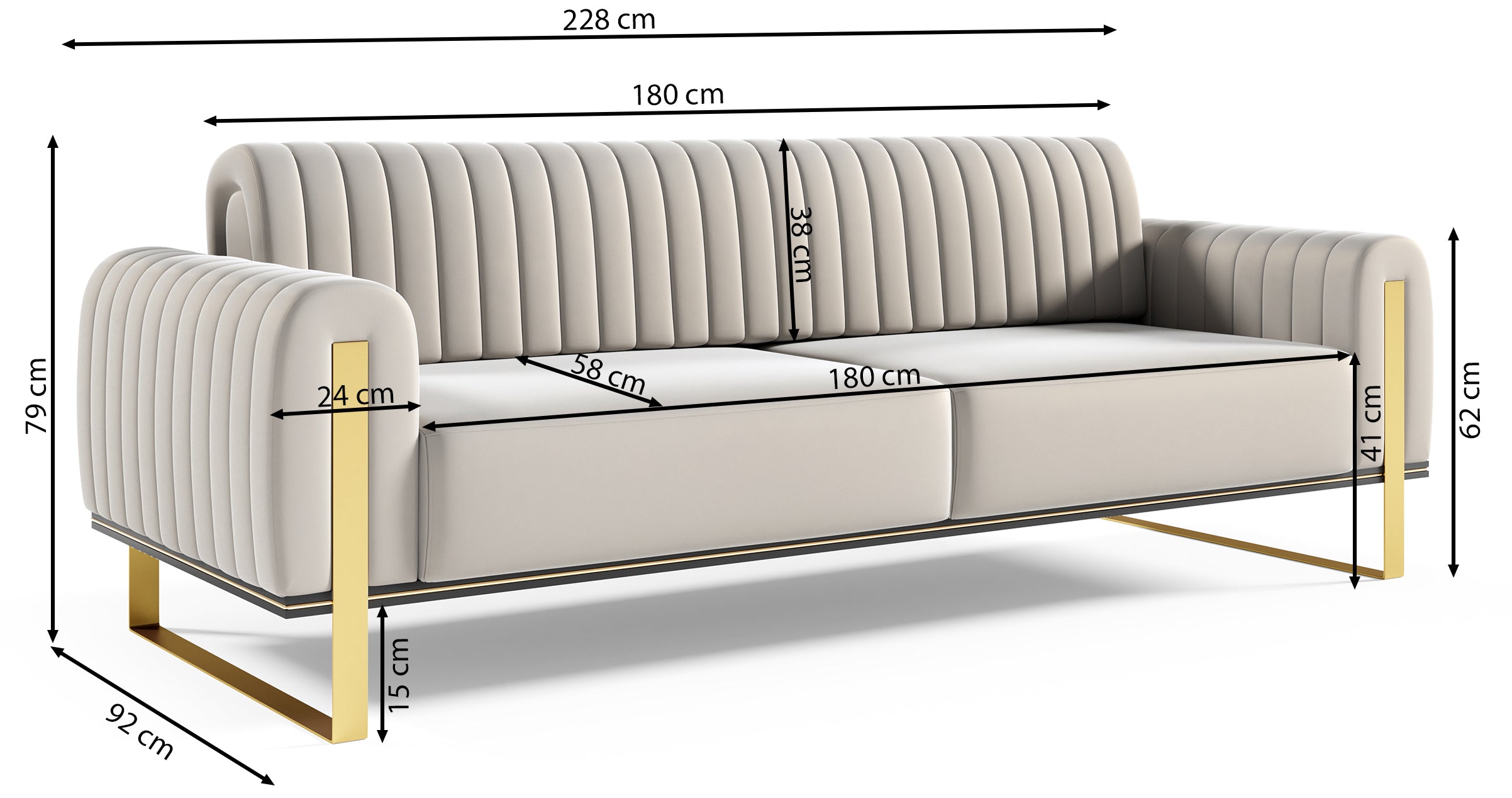 Sofa trzyosobowa Parissa brązowa welur