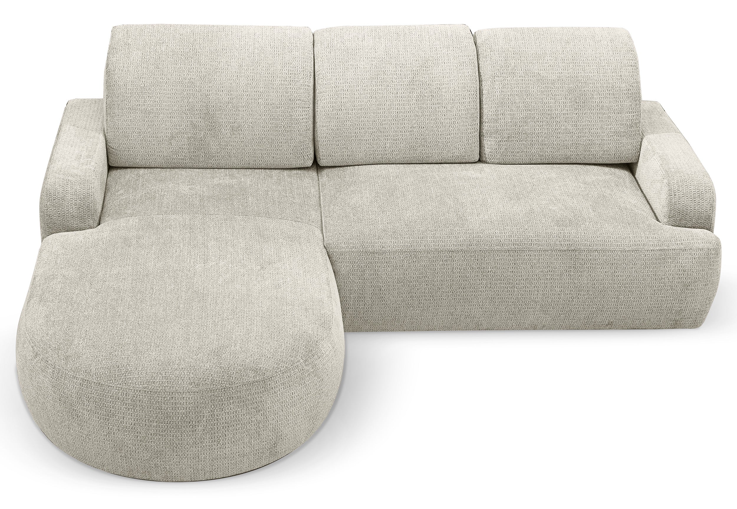 Narożnik z funkcją spania Parma L-kształtny lewostronny z pojemnikiem biały plecionka hydrofobowa