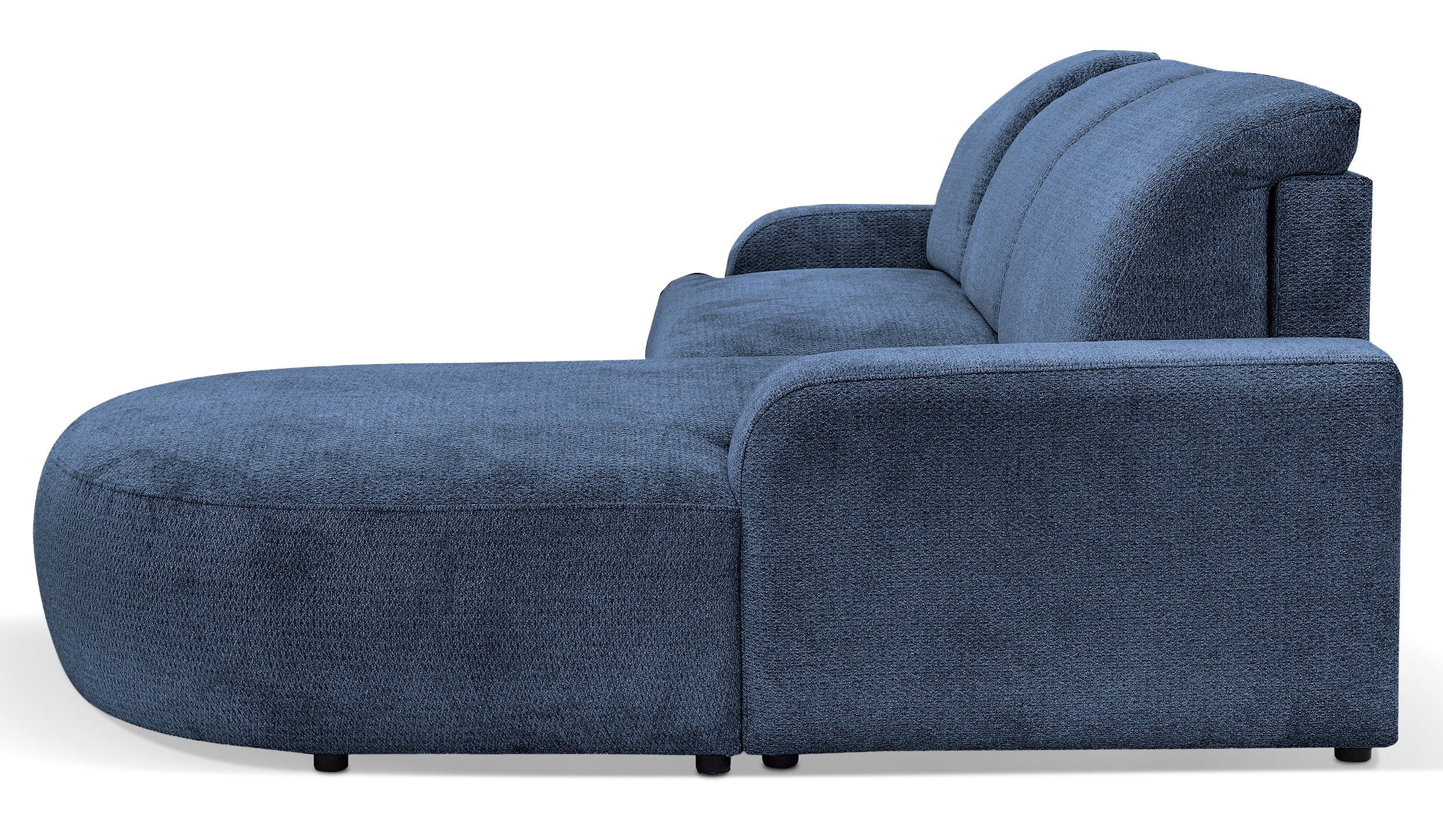 Narożnik z funkcją spania Parma L-kształtny prawostronny z pojemnikiem granatowy plecionka hydrofobowa