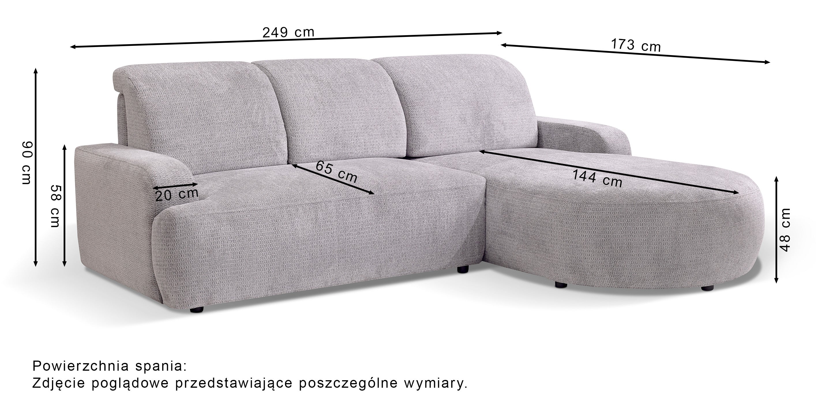 Narożnik z funkcją spania Parma L-kształtny lewostronny z pojemnikiem jasnobeżowy plecionka hydrofobowa
