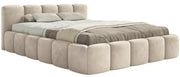 Łóżko tapicerowane 160x200 cm Cloudy Low jasnobeżowe welur hydrofobowy łatwoczyszczący stelaż drewniany