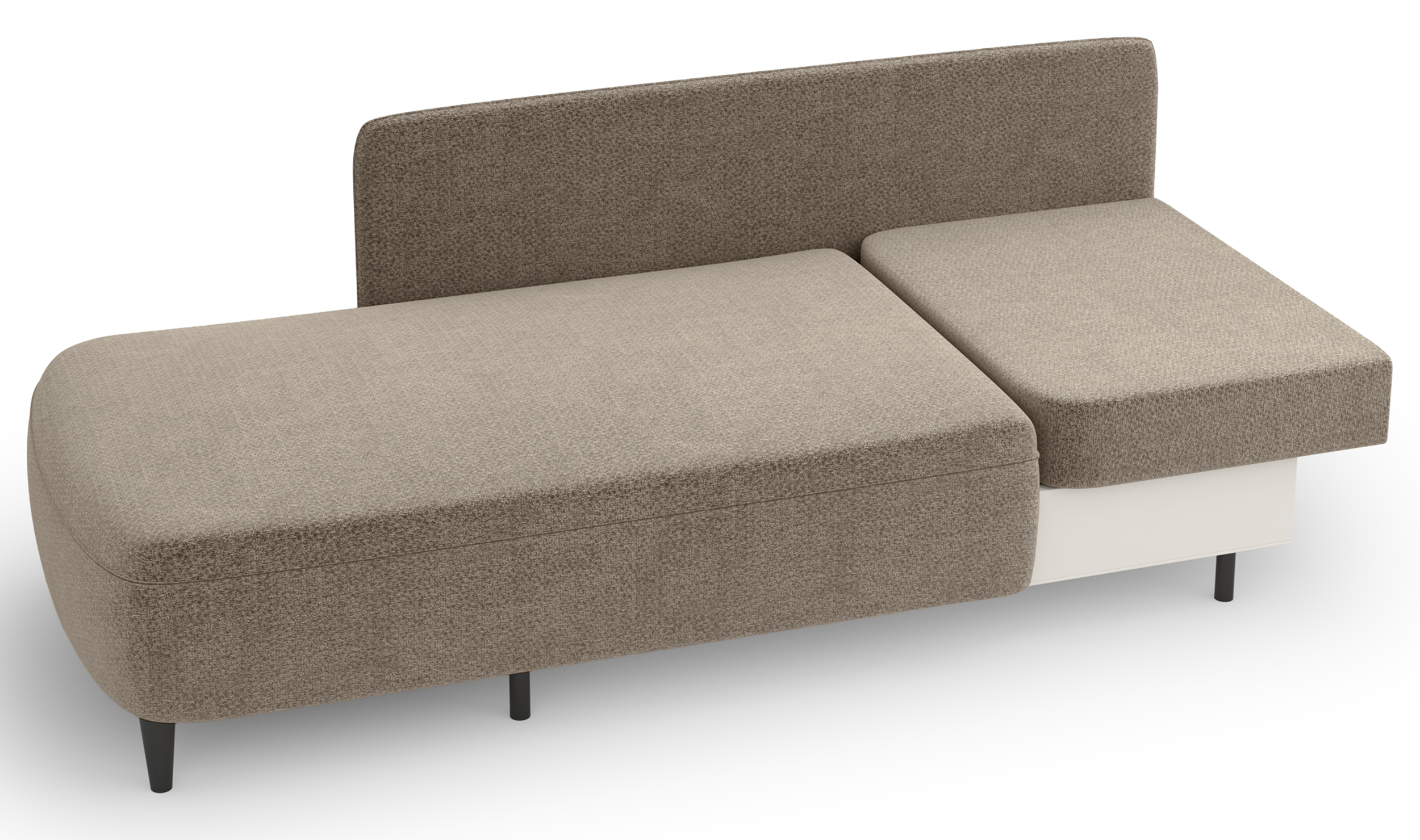 Leżanka rozkładana Pinkio lewostronna z pojemnikiem ciemnobeżowa szenil